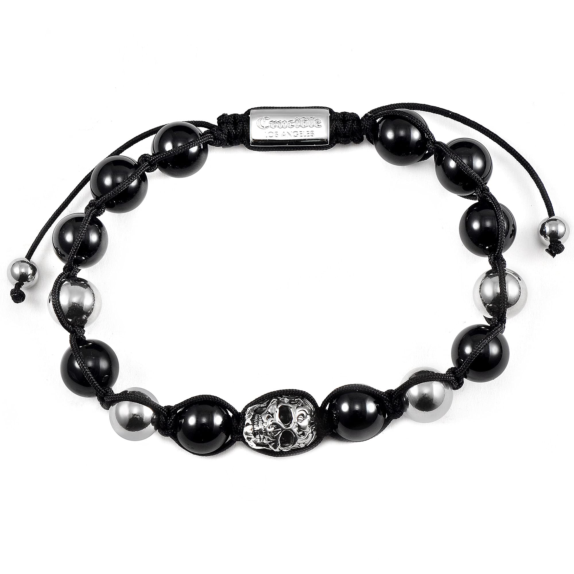 Foto 3 pulgar | Pulsera Crisol De Acero Inoxidable Con Forma De Calavera Y Ónix Con Cuentas - Venta Internacional.