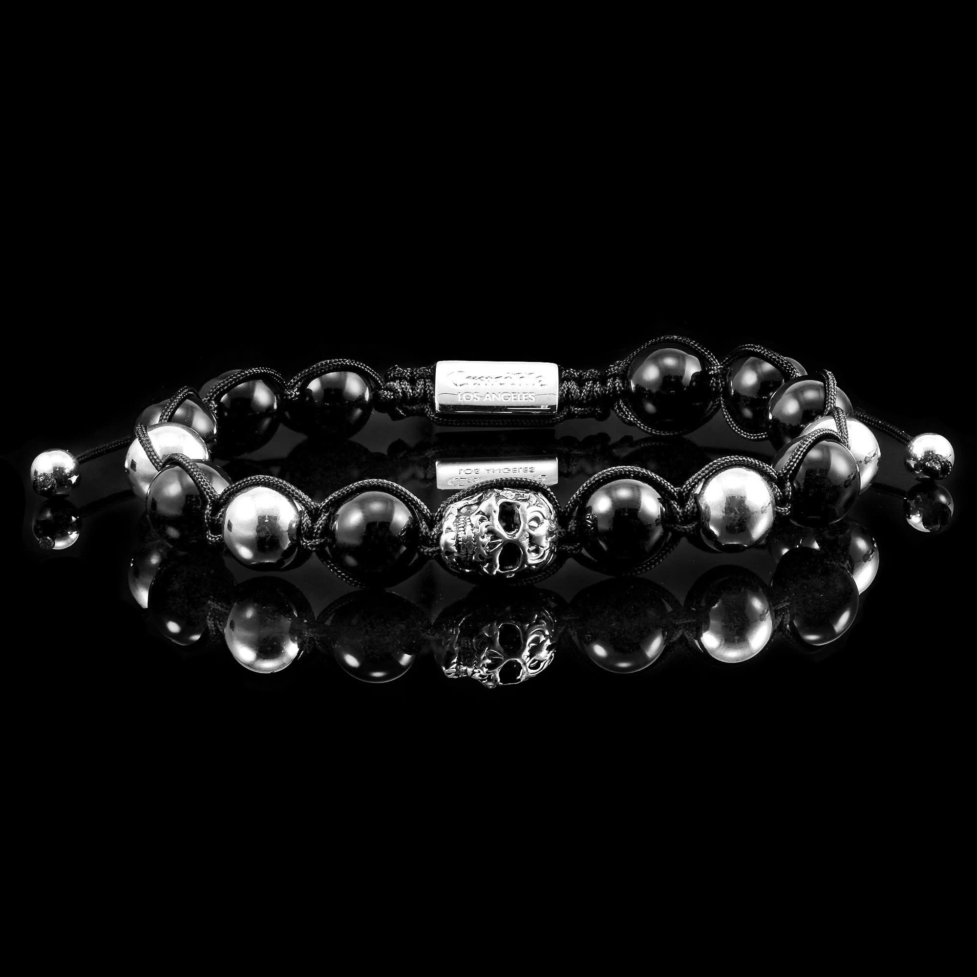 Foto 6 pulgar | Pulsera Crisol De Acero Inoxidable Con Forma De Calavera Y Ónix Con Cuentas - Venta Internacional.
