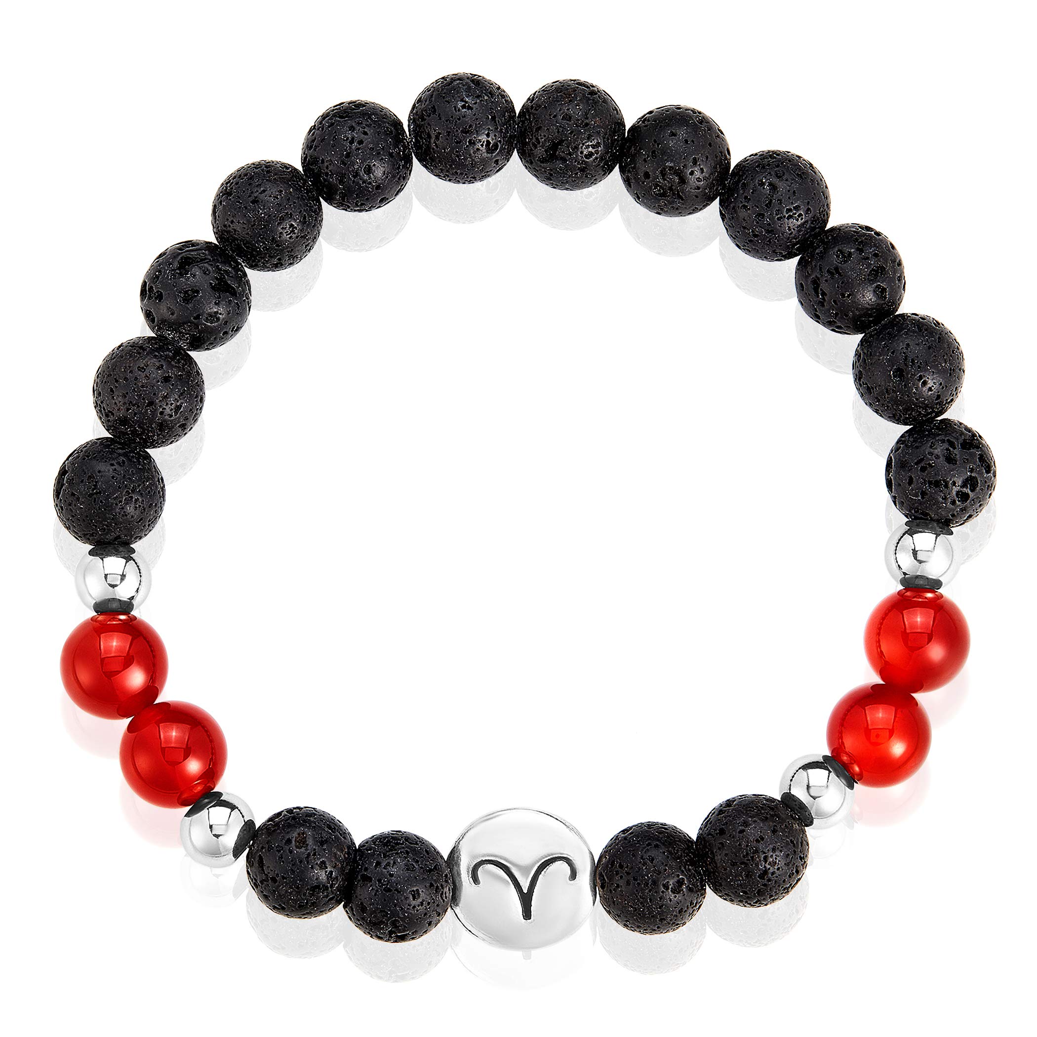 Foto 3 pulgar | Pulsera West Coast Jewelry Para Hombre, Ágata Del Zodiaco Aries, Piedra De Lava - Venta Internacional.