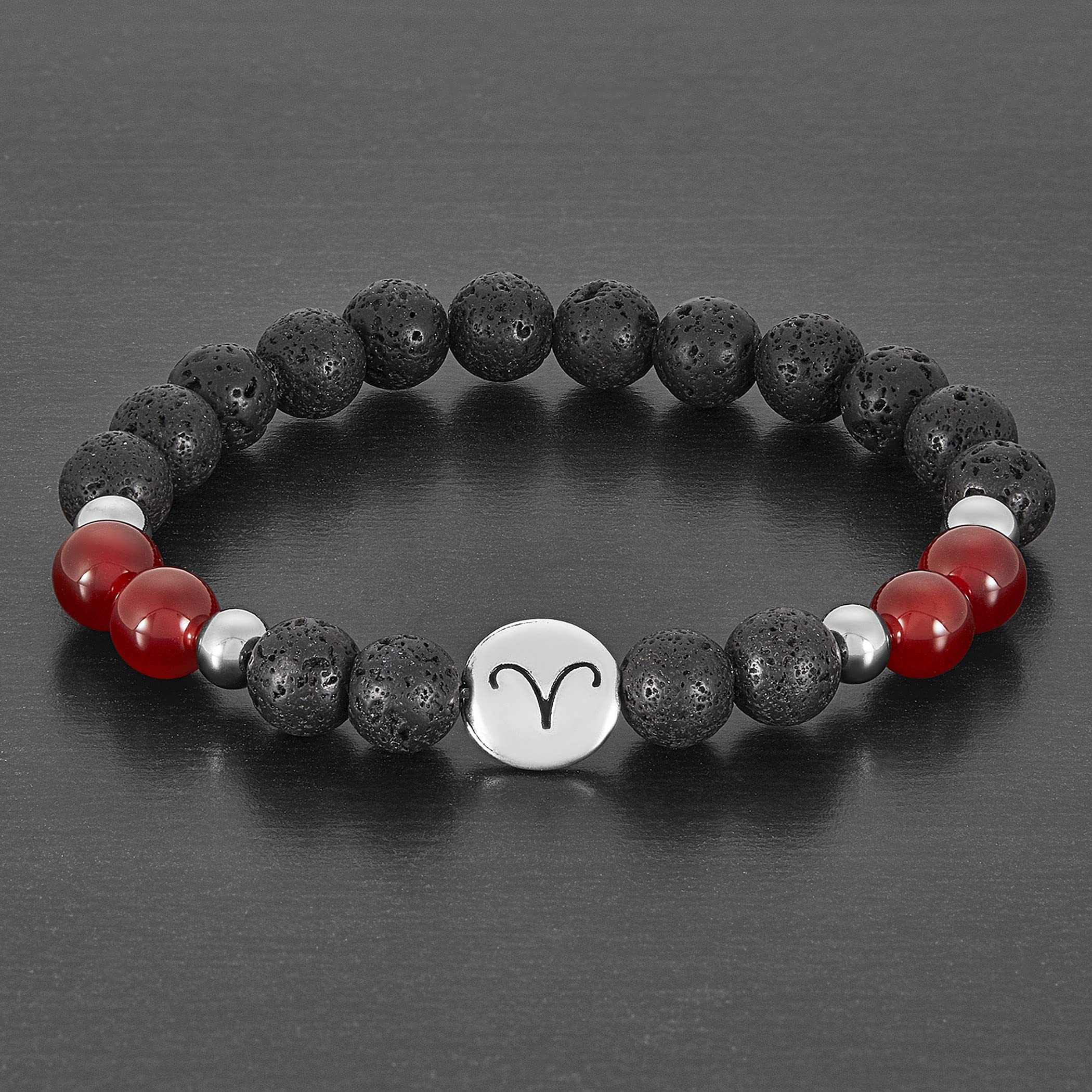 Foto 4 pulgar | Pulsera West Coast Jewelry Para Hombre, Ágata Del Zodiaco Aries, Piedra De Lava - Venta Internacional.