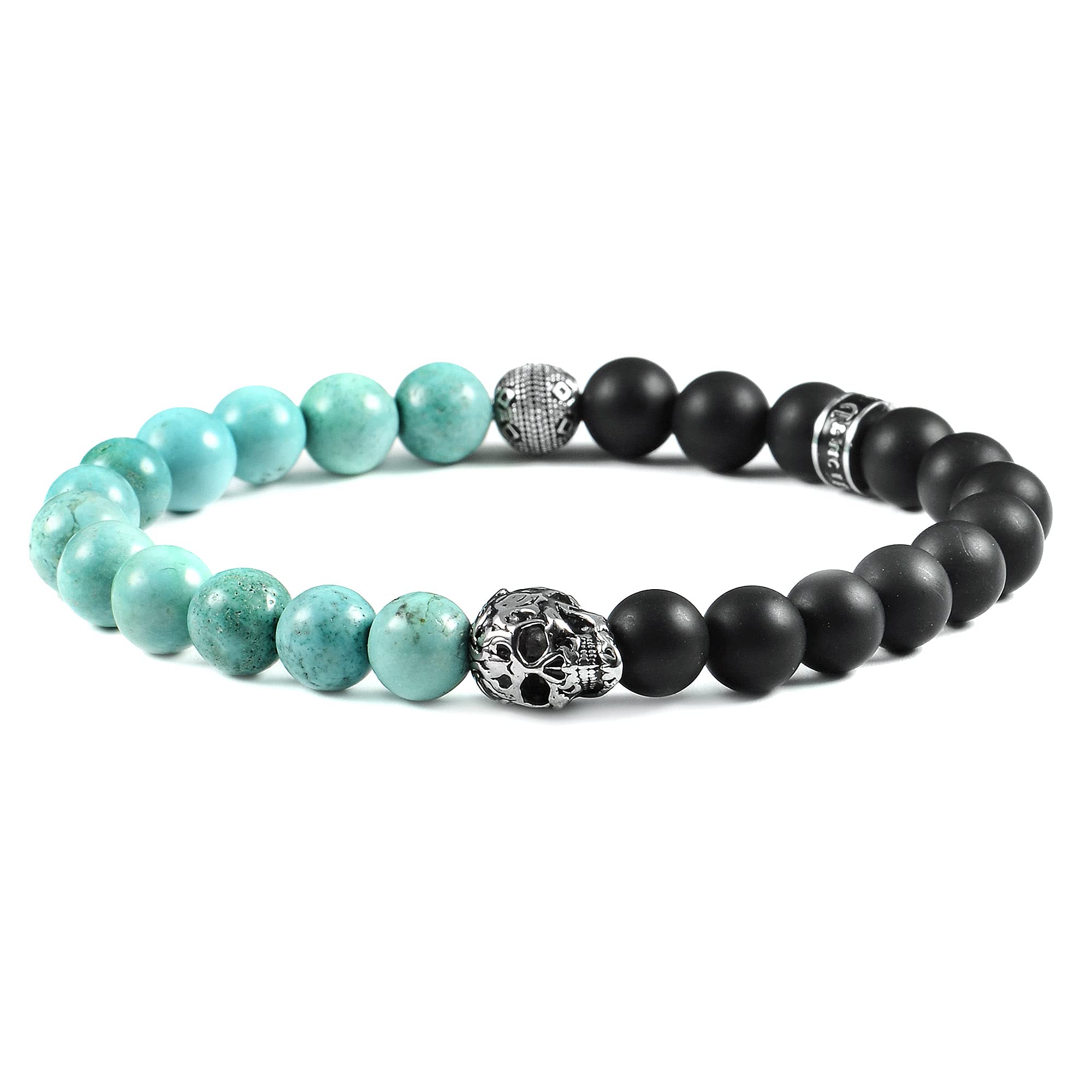 Foto 1 | Brazalete Crucible Con Calavera De Acero Inoxidable Con Cuentas De Turquesa - Venta Internacional.