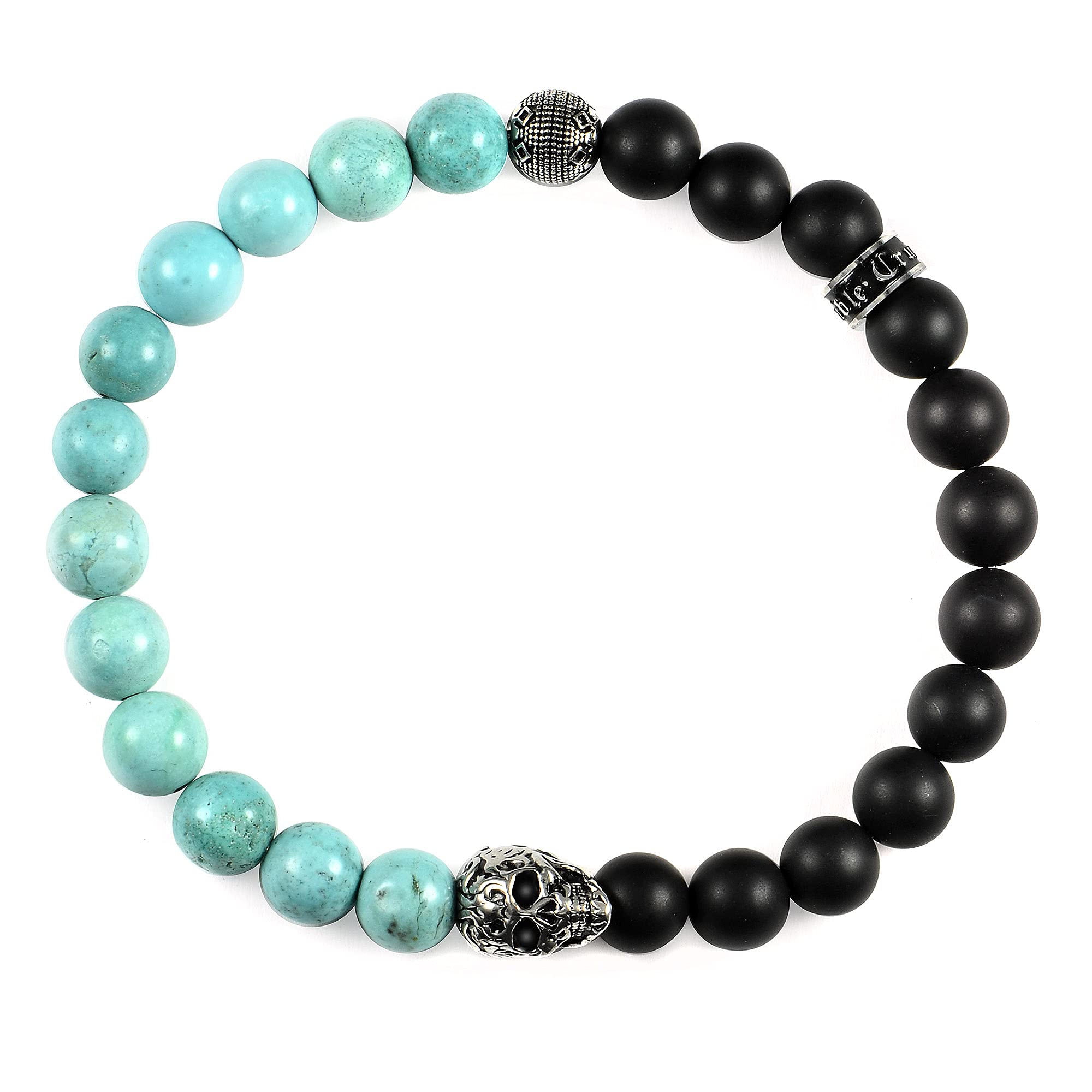 Foto 3 pulgar | Brazalete Crucible Con Calavera De Acero Inoxidable Con Cuentas De Turquesa - Venta Internacional.