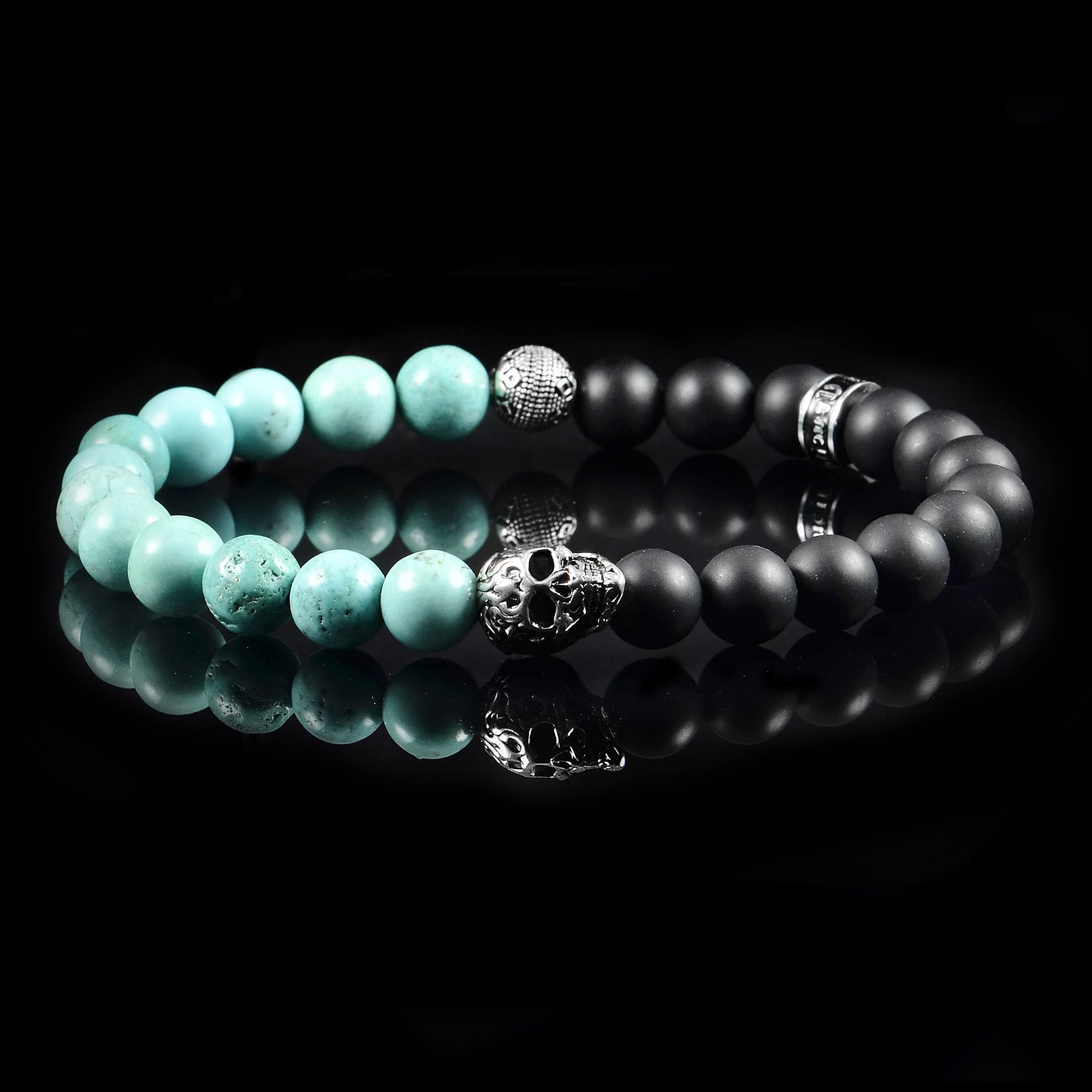 Foto 5 | Brazalete Crucible Con Calavera De Acero Inoxidable Con Cuentas De Turquesa - Venta Internacional.