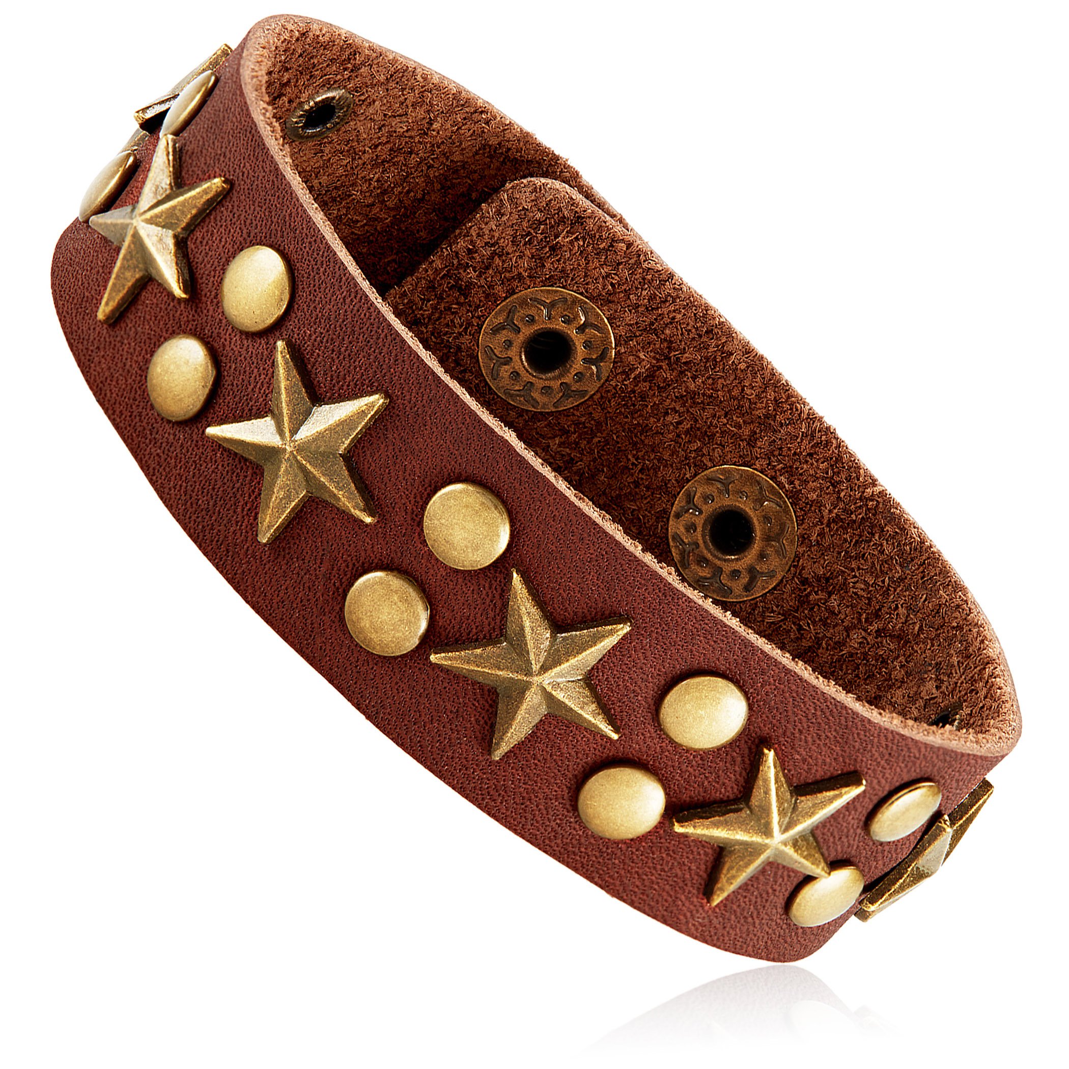 Foto 2 pulgar | Pulsera West Coast Jewelry De Piel Auténtica Con Tachuelas En Forma De Estrella - Venta Internacional.