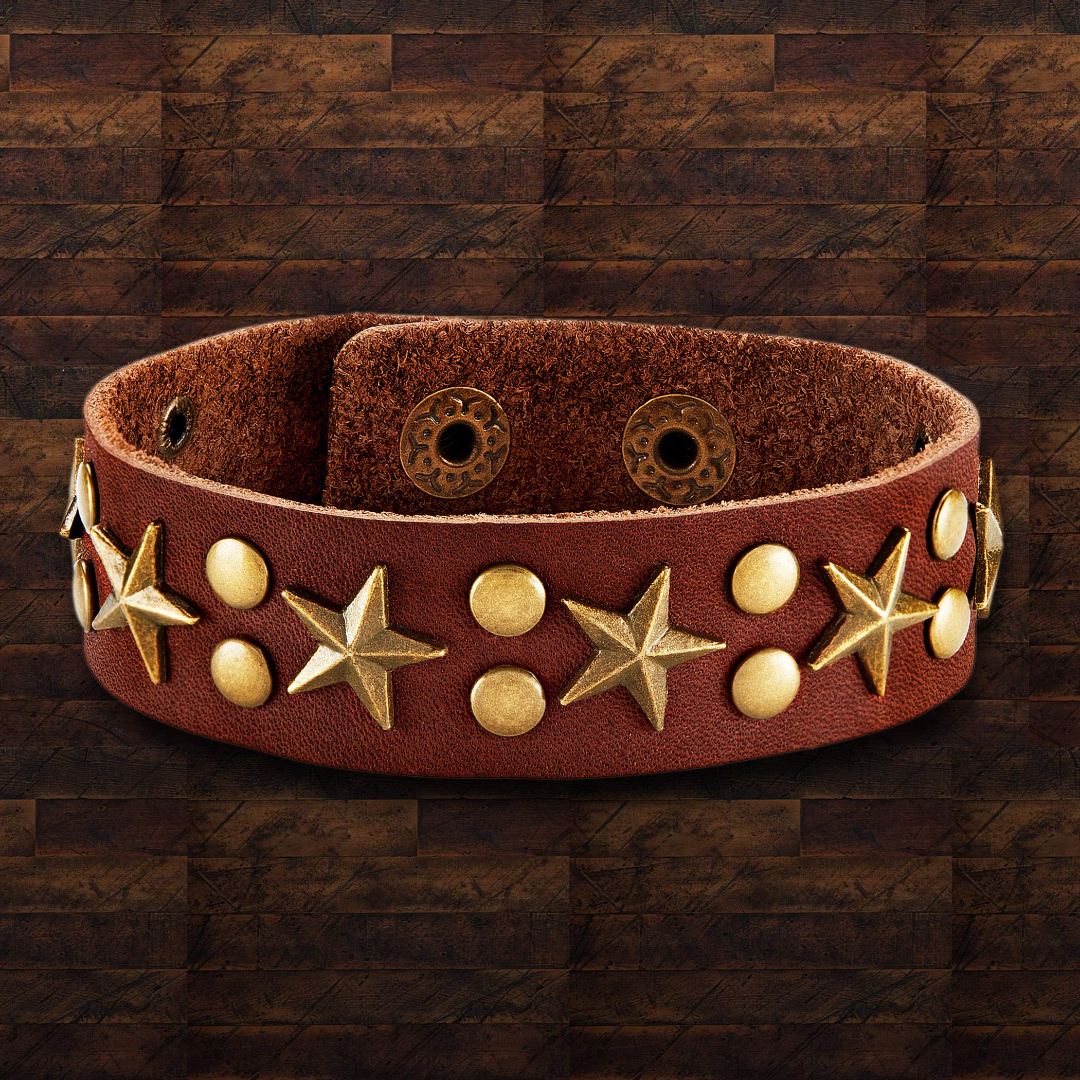 Foto 2 | Pulsera West Coast Jewelry De Piel Auténtica Con Tachuelas En Forma De Estrella - Venta Internacional.