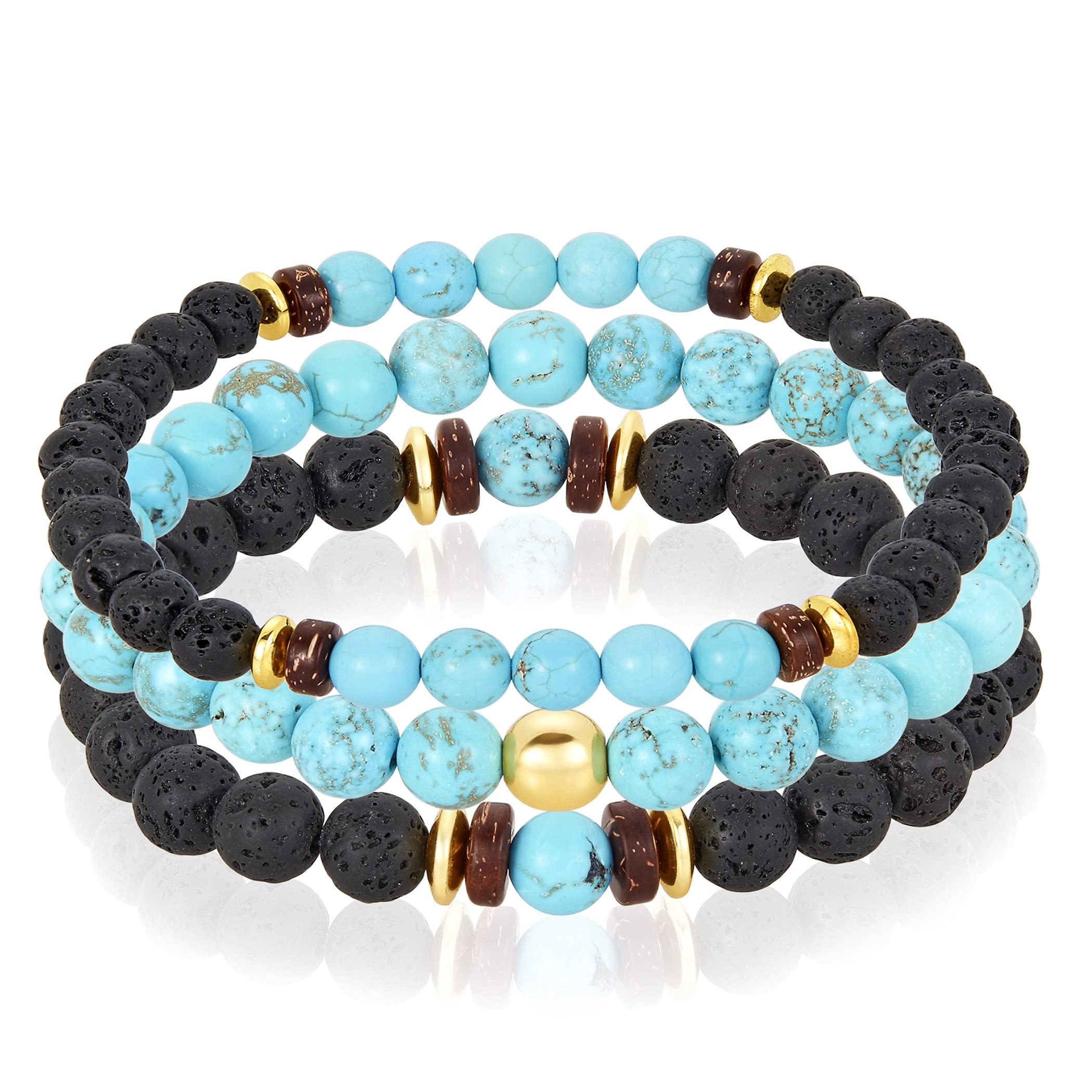 Foto 1 | Set De Pulseras West Coast Jewelry Con Piedra Turquesa Para Hombre - Venta Internacional.