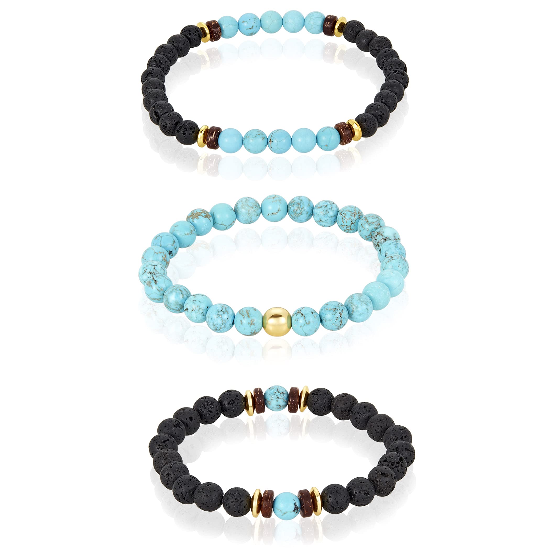 Foto 3 | Set De Pulseras West Coast Jewelry Con Piedra Turquesa Para Hombre - Venta Internacional.