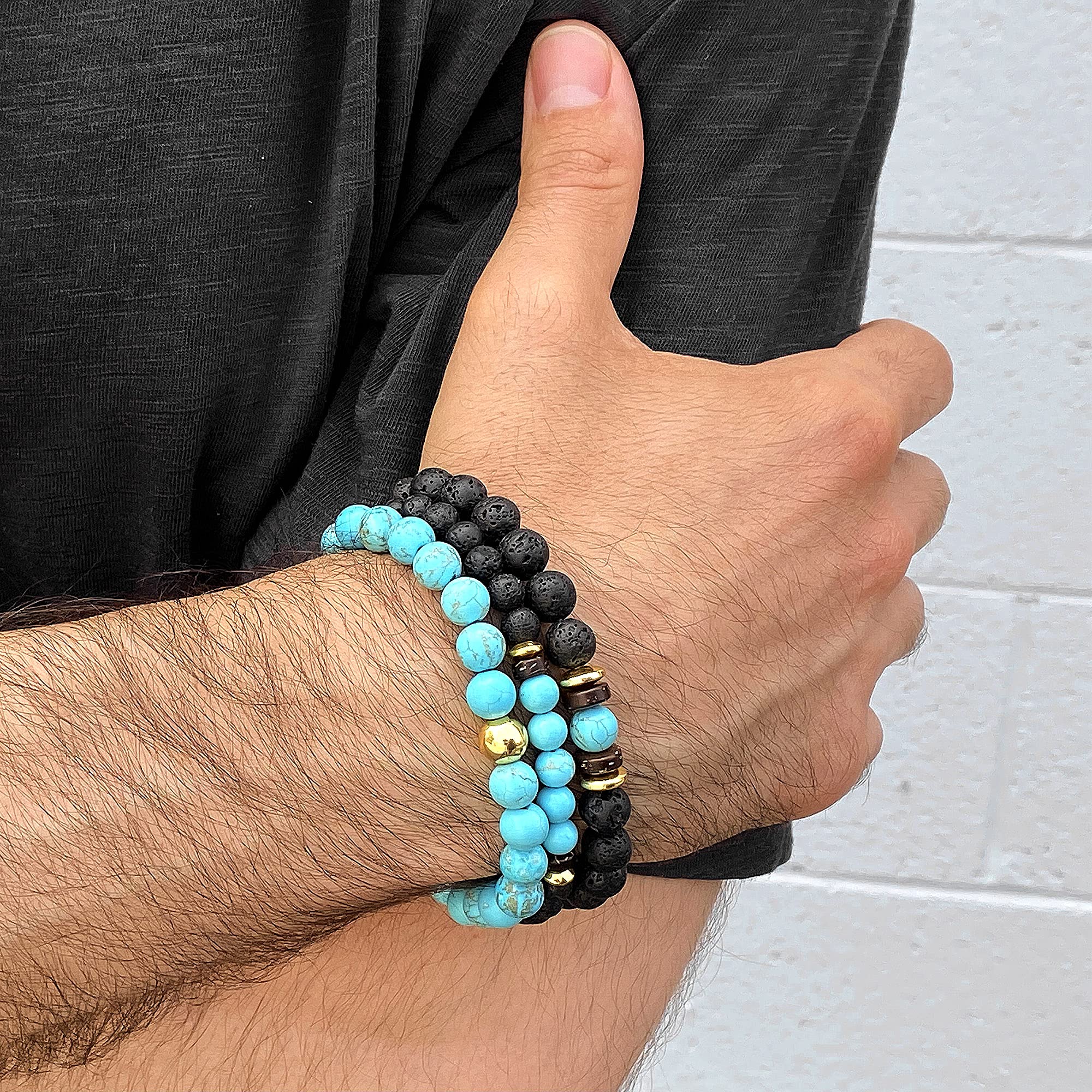 Foto 4 | Set De Pulseras West Coast Jewelry Con Piedra Turquesa Para Hombre - Venta Internacional.