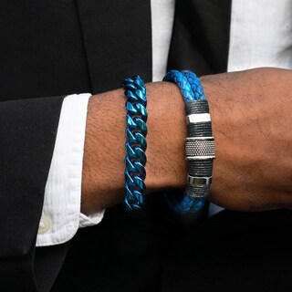 Foto 4 | Pulsera West Coast Jewelry Crucible De Acero Inoxidable Azul 12 Mm - Venta Internacional.