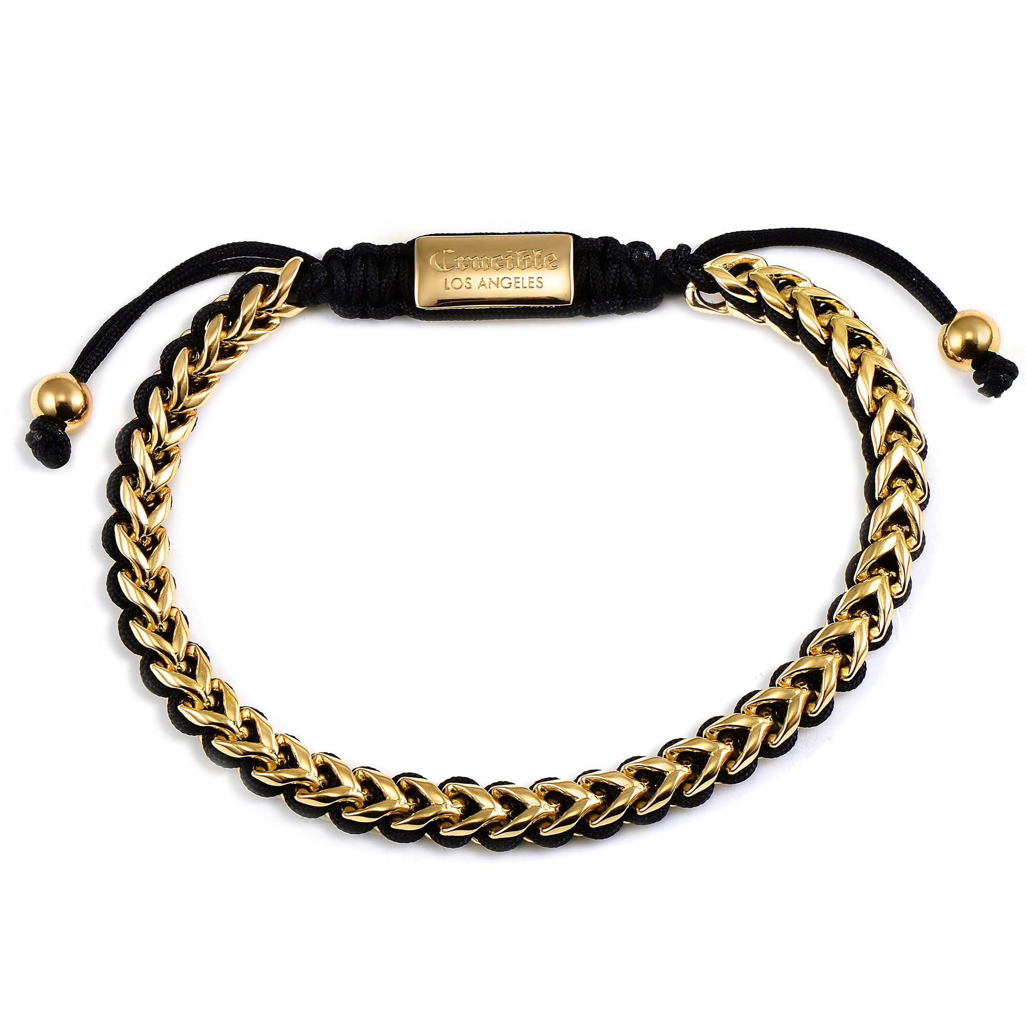 Foto 1 | Brazalete Crucible Con Cadena Franco De Acero Inoxidable Chapado En Oro - Venta Internacional.