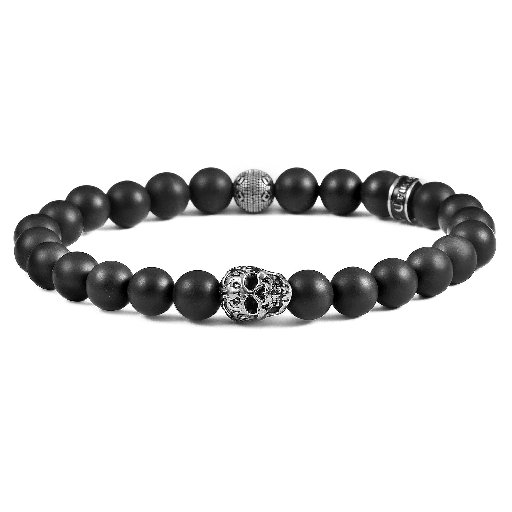 Foto 1 | Pulsera Crucible De Acero Inoxidable Con Calavera De Ónix Mate - Venta Internacional.