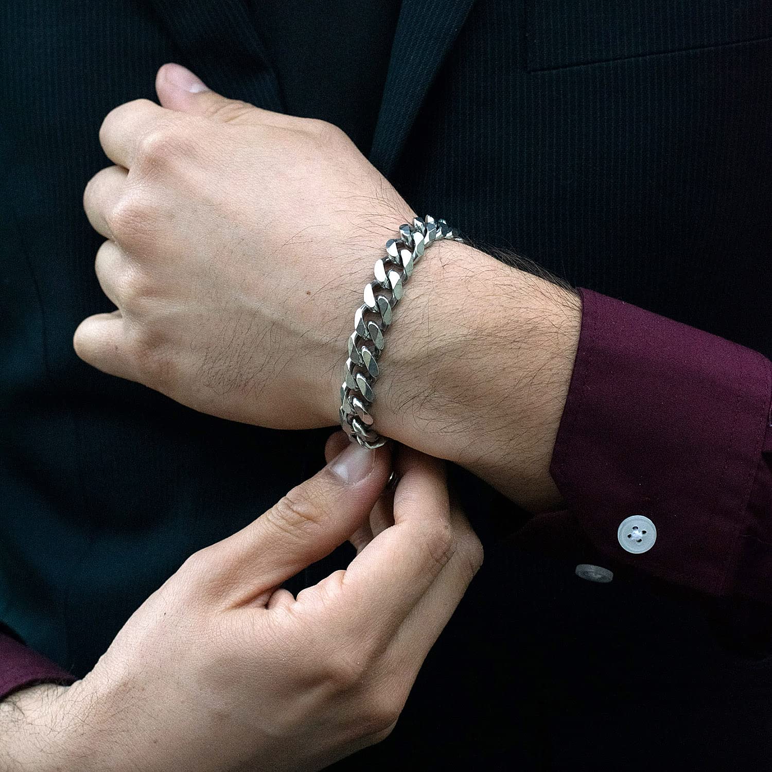 Foto 6 | Brazalete West Coast Jewelry Con Cadena Eslabonada De Acero Inoxidable, 8.5 Pulgadas - Venta Internacional.