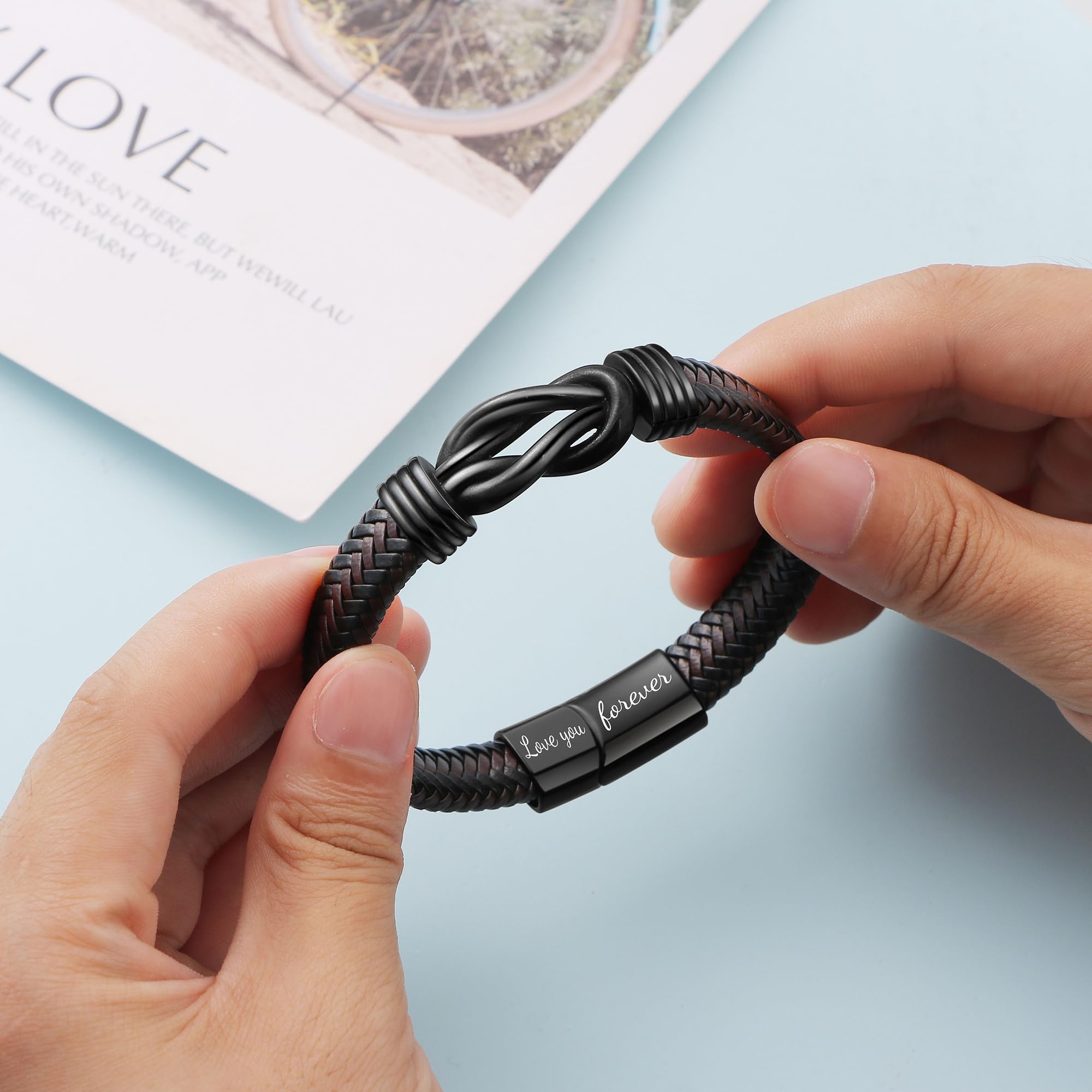 Foto 6 pulgar | Pulsera Joycuff De Piel Con Nudo Para Hombre, Marido Y Novio - Venta Internacional.