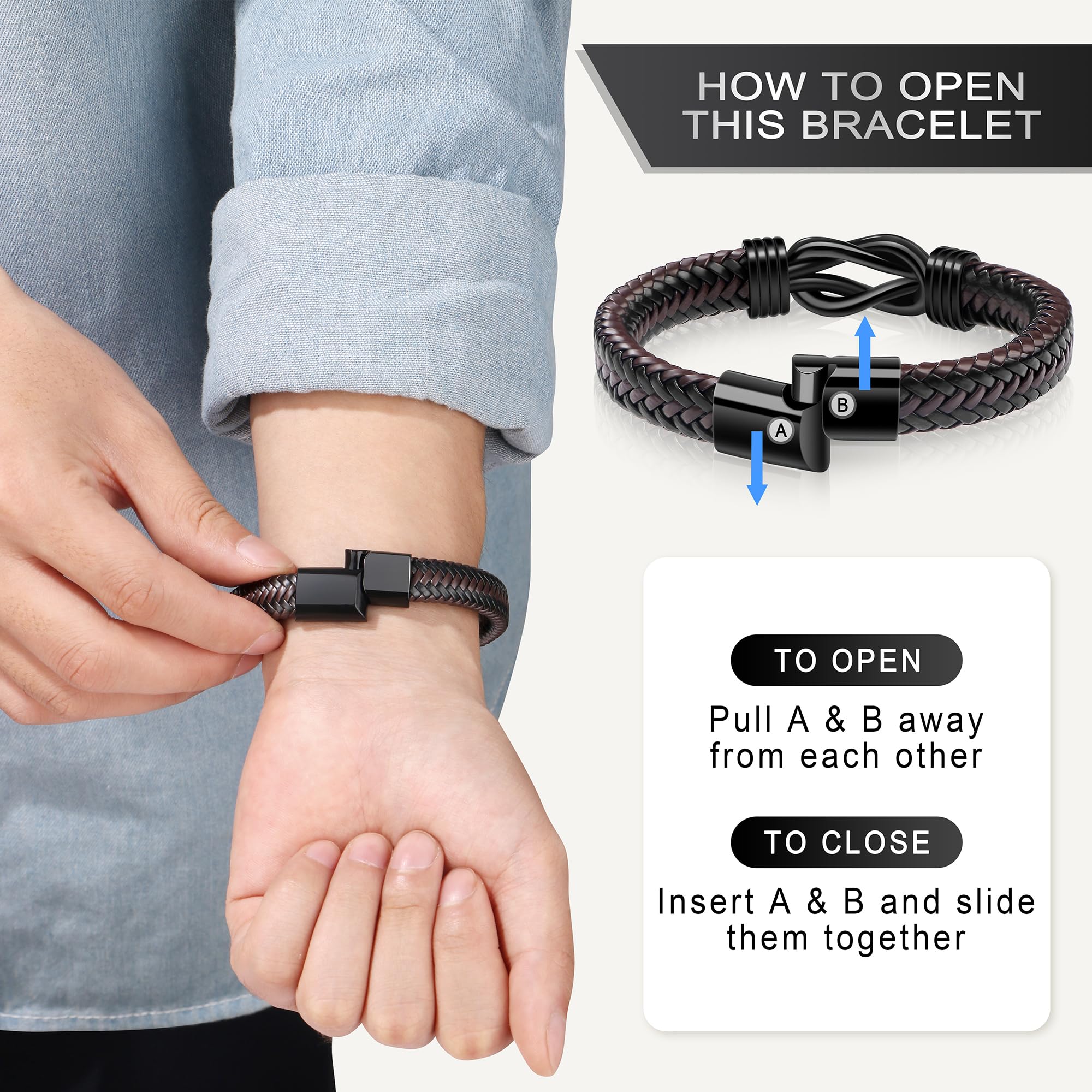 Foto 7 pulgar | Pulsera Joycuff De Piel Con Nudo Para Hombre, Marido Y Novio - Venta Internacional.