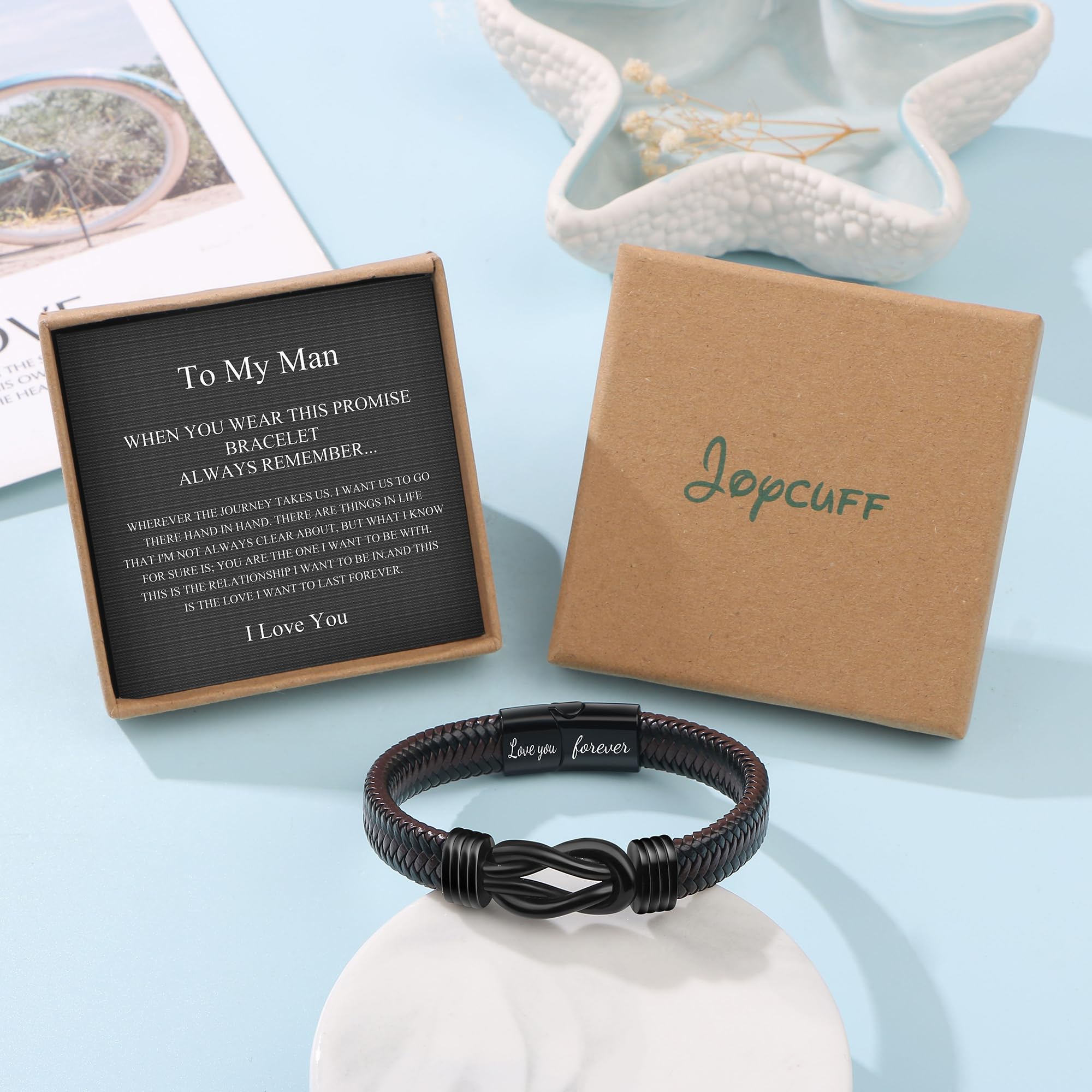 Foto 8 pulgar | Pulsera Joycuff De Piel Con Nudo Para Hombre, Marido Y Novio - Venta Internacional.