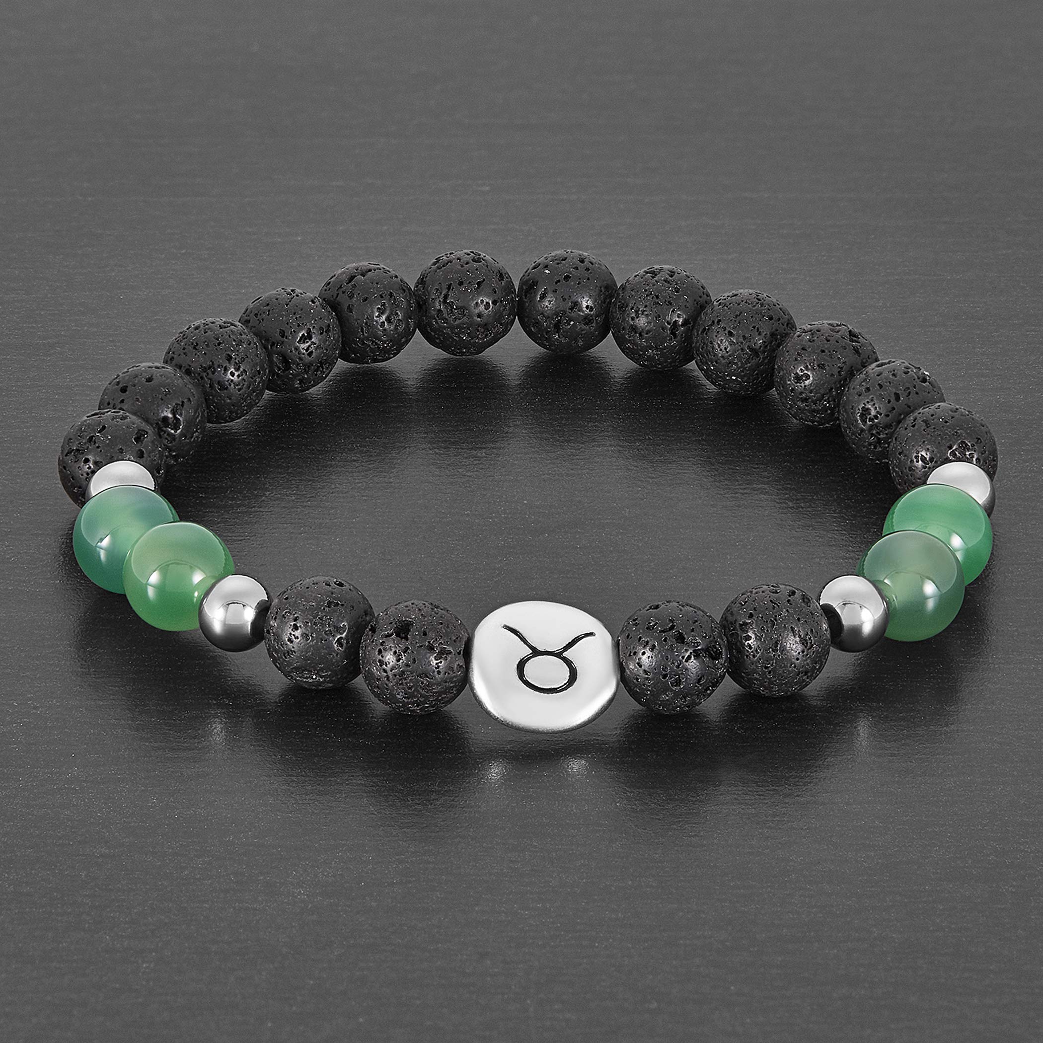 Foto 4 pulgar | Brazalete West Coast Jewelry Con Ágata Del Zodiaco Tauro Y Piedra De Lava - Venta Internacional.