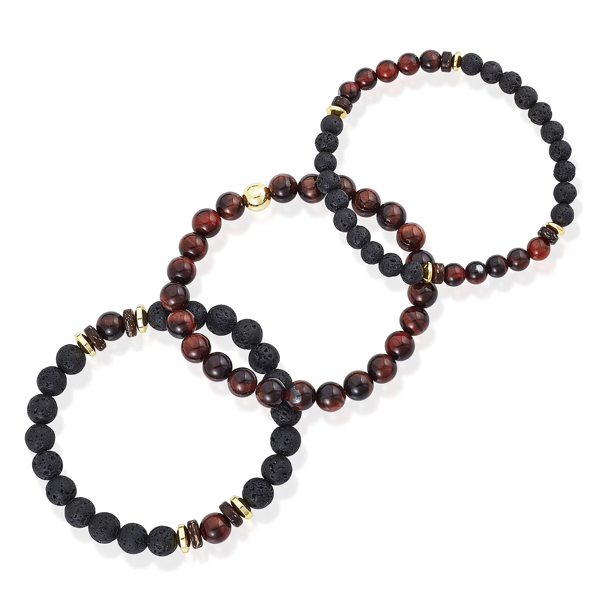 Foto 2 | Set De Pulseras West Coast Jewelry Con Piedra De Ojo De Tigre Rojo Para Hombre - Venta Internacional.
