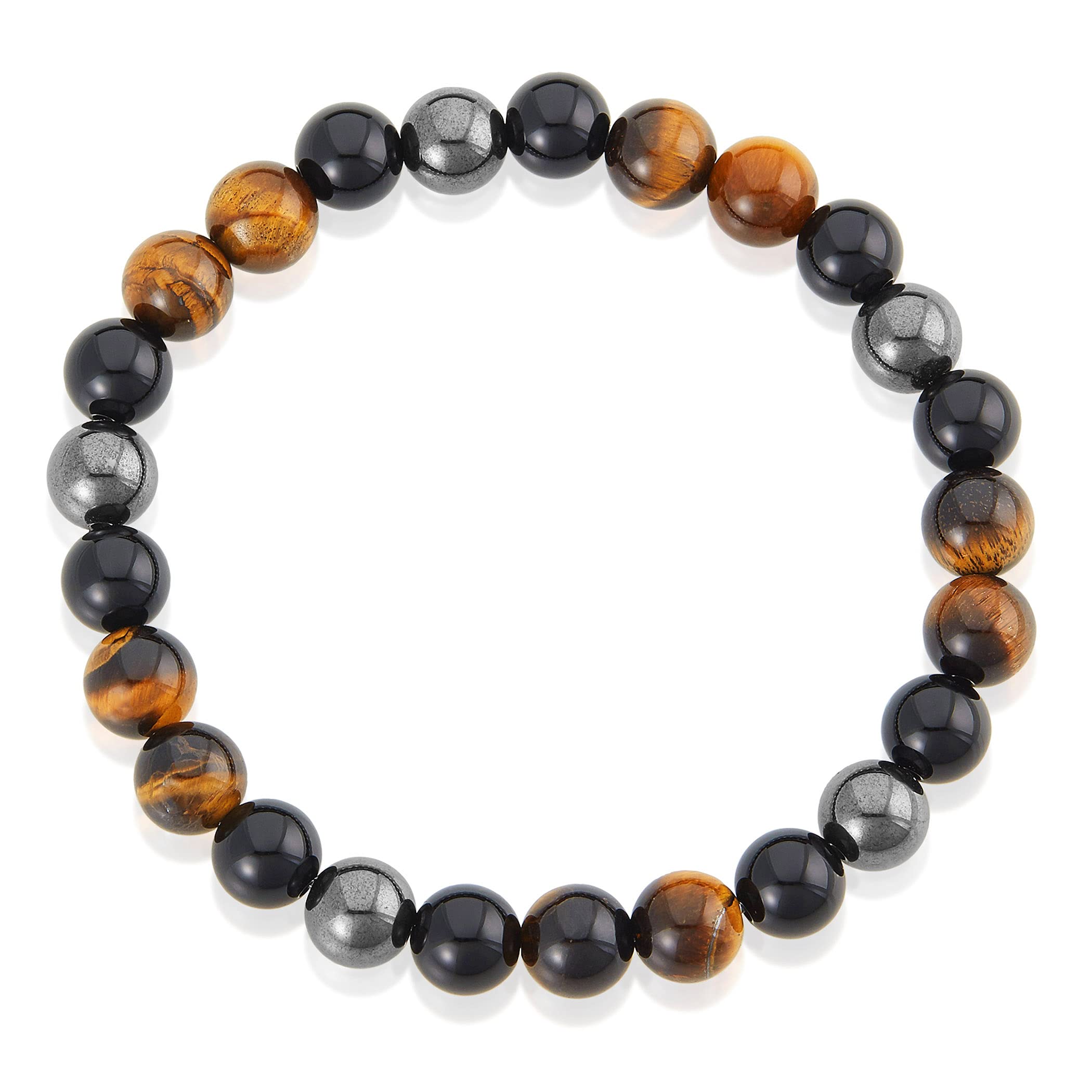 Foto 3 pulgar | Pulsera West Coast Jewelry Con Forma De Ojo De Tigre, Ónix Y Hematita Para Hombre - Venta Internacional.