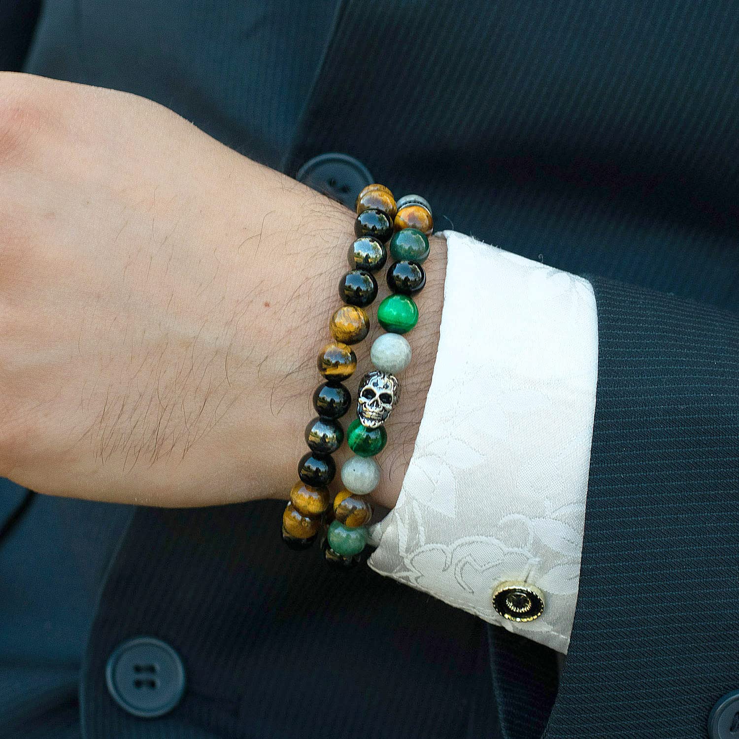 Foto 3 | Pulsera West Coast Jewelry Con Forma De Ojo De Tigre, Ónix Y Hematita Para Hombre - Venta Internacional.