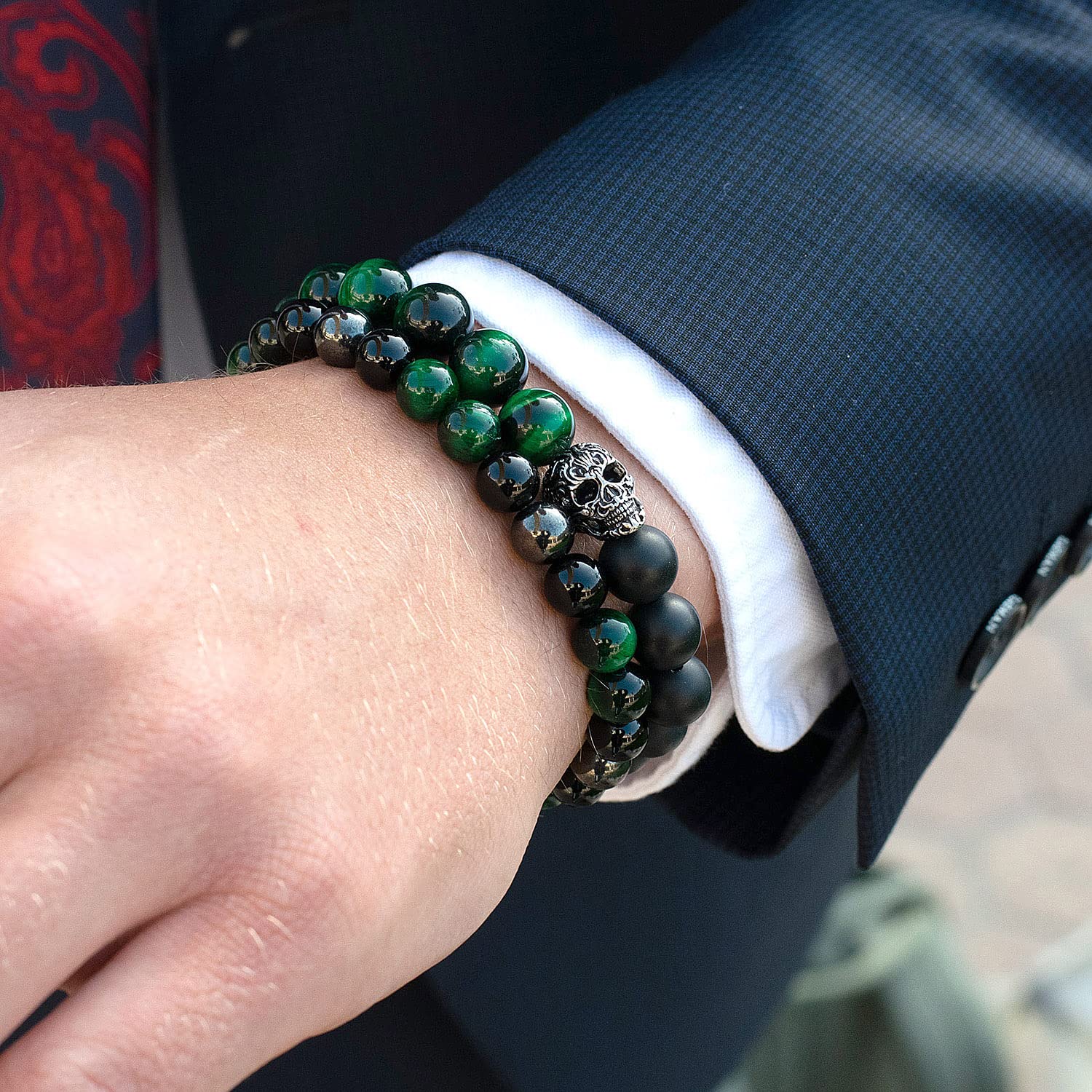 Foto 4 pulgar | Pulsera West Coast Jewelry, Ojo De Tigre Verde, Ónix Y Hematita - Venta Internacional.