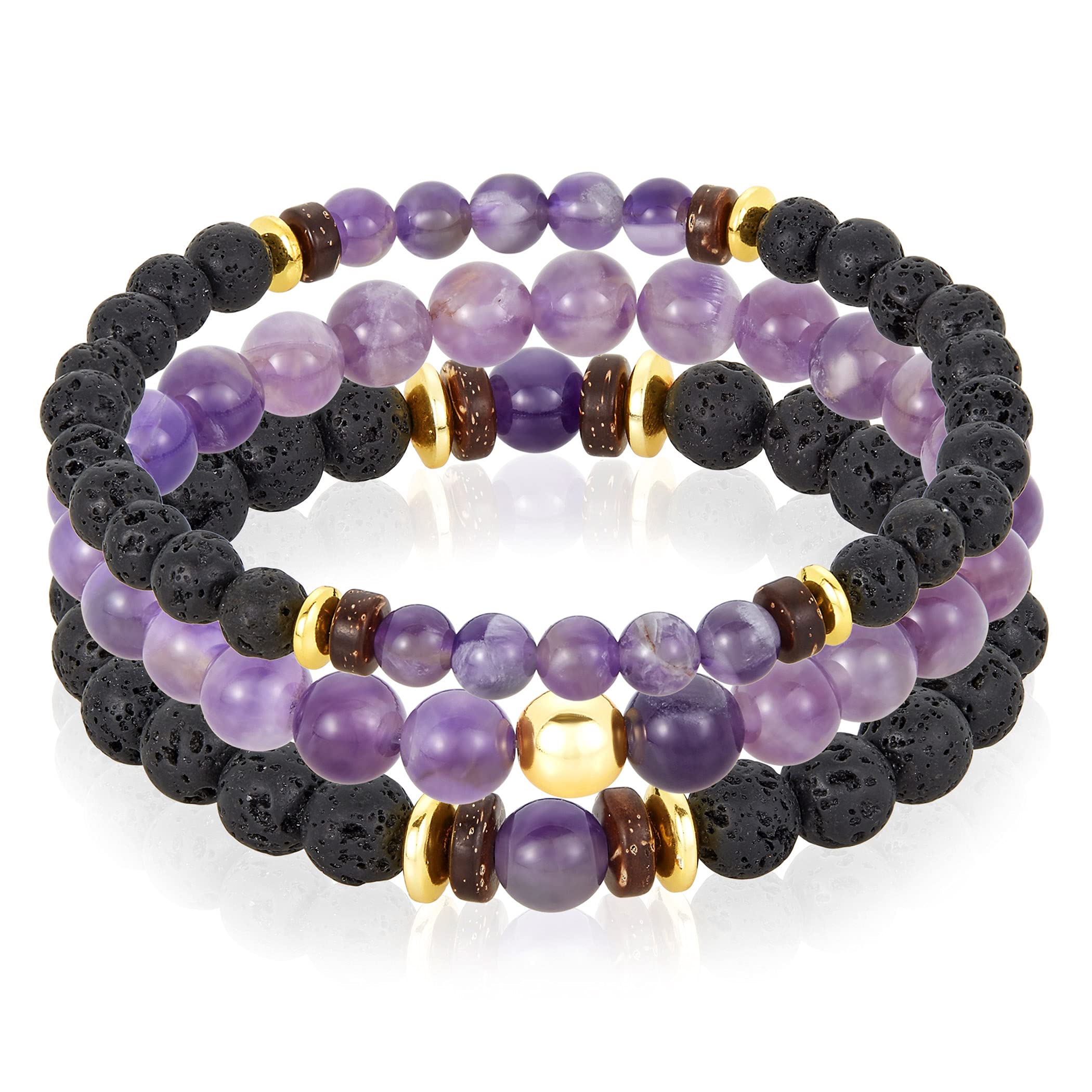 Foto 1 | Set De Pulseras West Coast Jewelry Con Piedra Amatista Para Hombre - Venta Internacional.