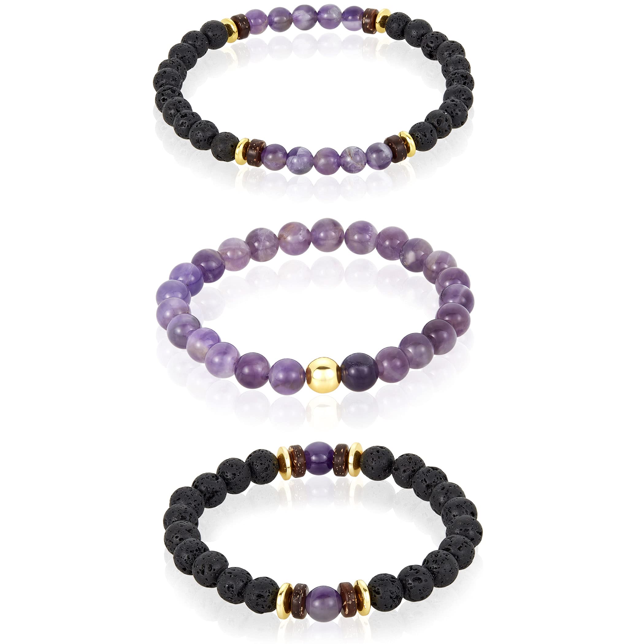 Foto 4 pulgar | Set De Pulseras West Coast Jewelry Con Piedra Amatista Para Hombre - Venta Internacional.