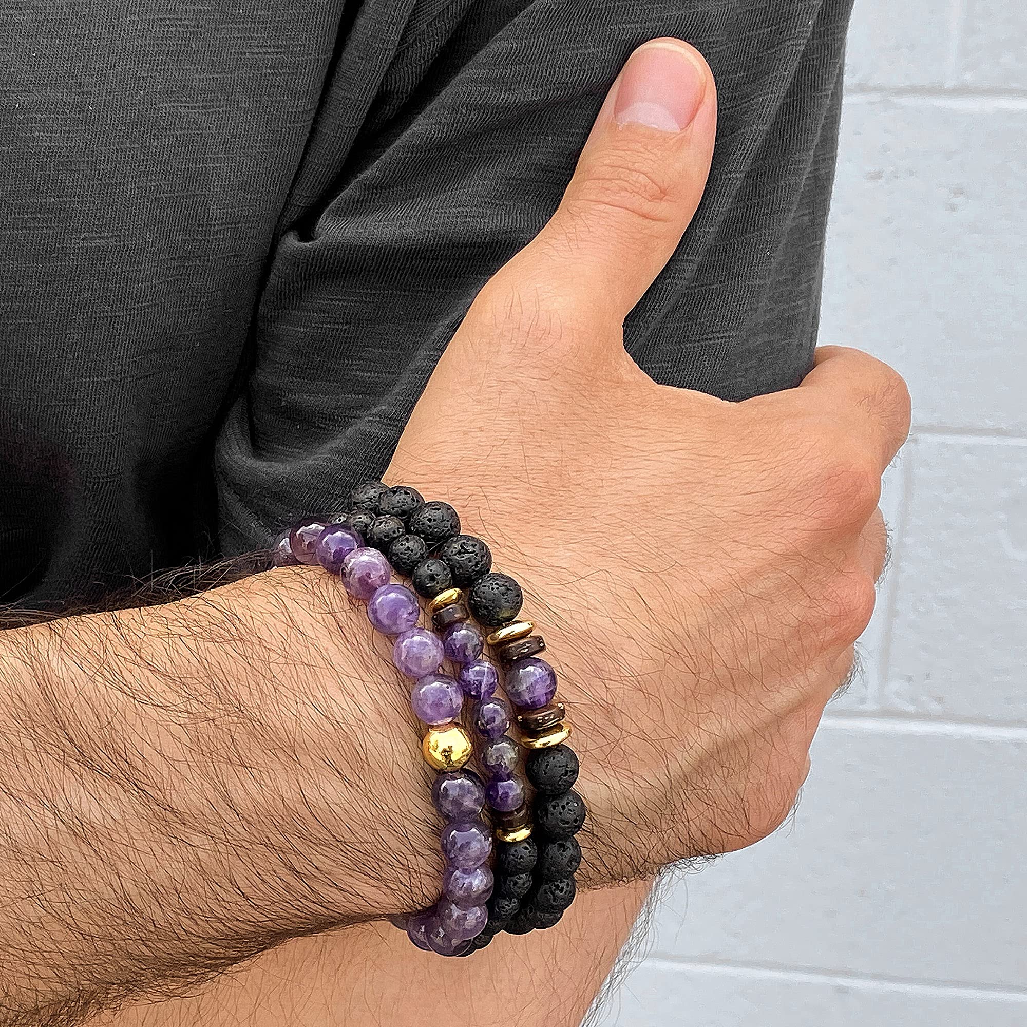 Foto 5 pulgar | Set De Pulseras West Coast Jewelry Con Piedra Amatista Para Hombre - Venta Internacional.