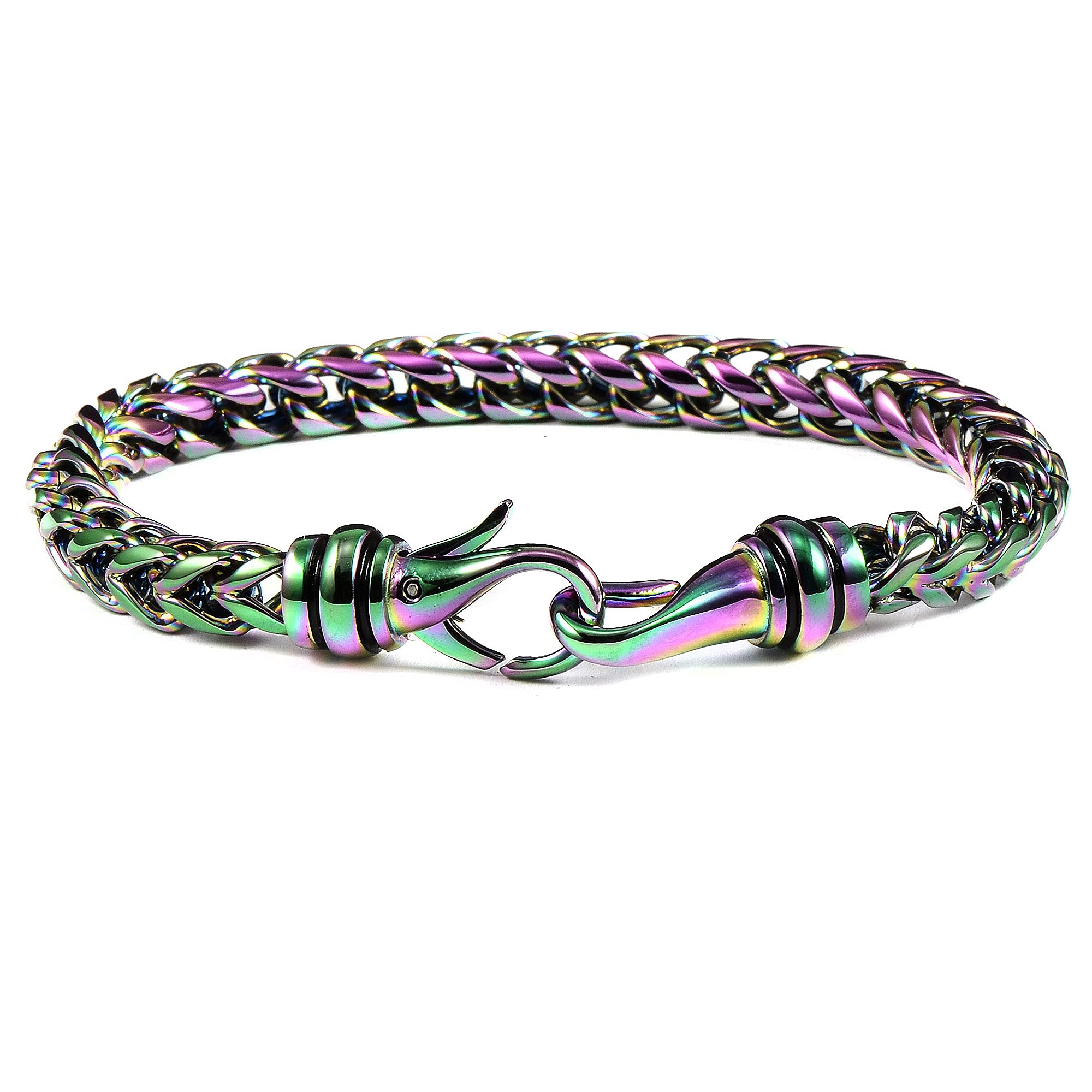 Foto 2 pulgar | Pulsera Crisol De Acero Inoxidable Pulido Con Revestimiento Iridiscente - Venta Internacional.
