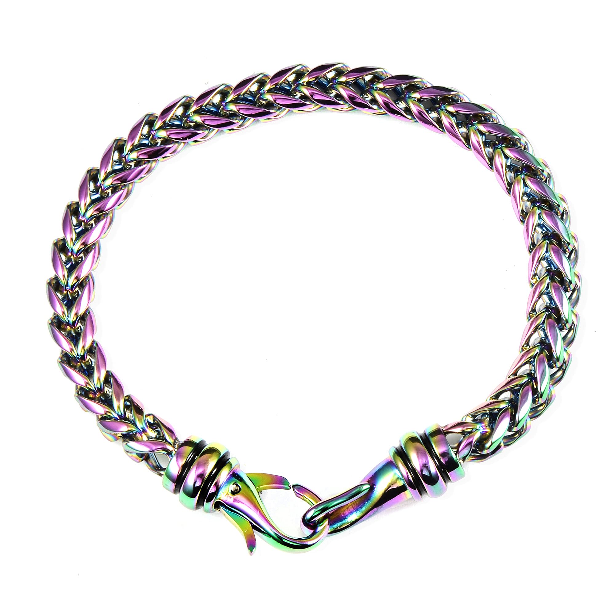 Foto 3 pulgar | Pulsera Crisol De Acero Inoxidable Pulido Con Revestimiento Iridiscente - Venta Internacional.