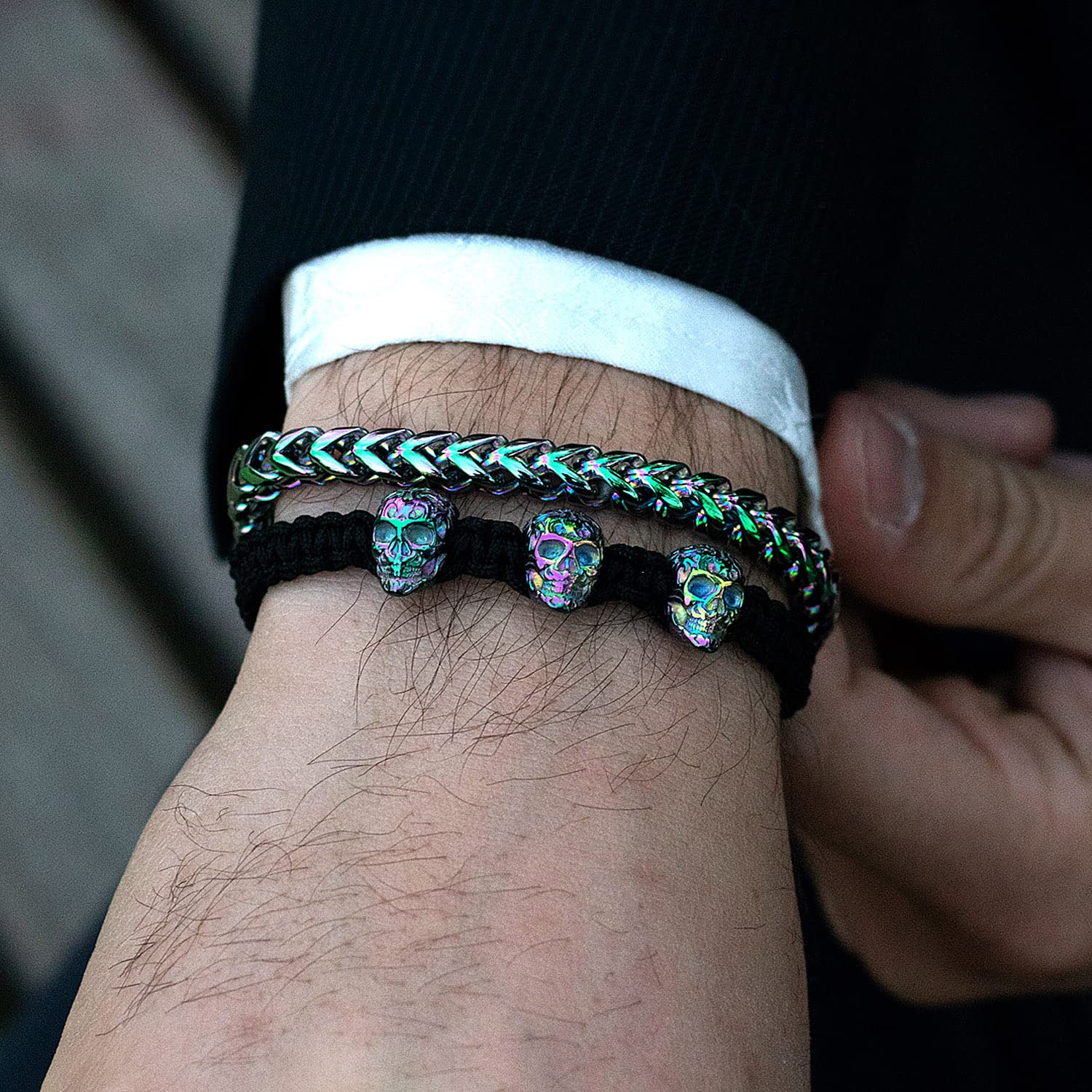 Foto 3 | Pulsera Crisol De Acero Inoxidable Pulido Con Revestimiento Iridiscente - Venta Internacional.