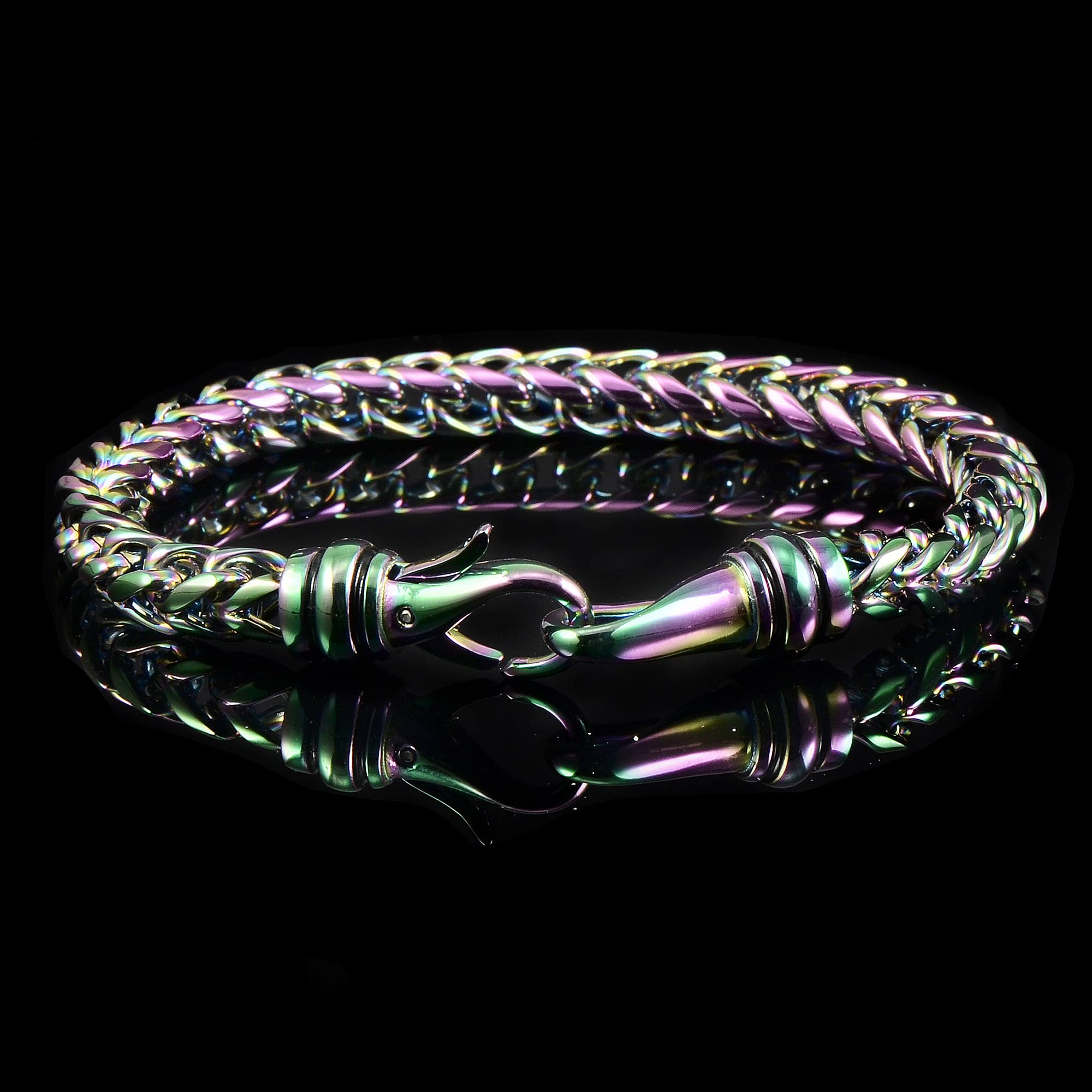 Foto 5 pulgar | Pulsera Crisol De Acero Inoxidable Pulido Con Revestimiento Iridiscente - Venta Internacional.