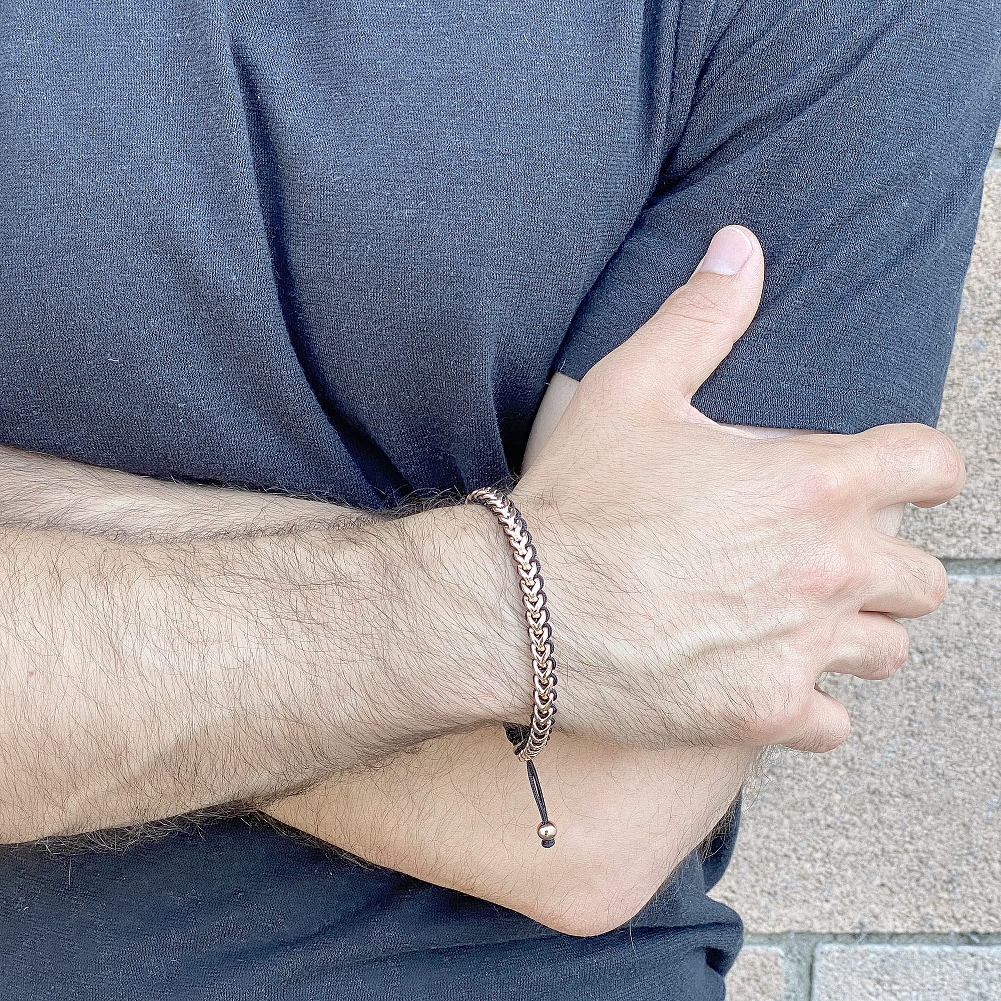 Foto 4 pulgar | Pulsera Crucible Franco Chain De Acero Inoxidable Chapado En Oro Rosa - Venta Internacional.