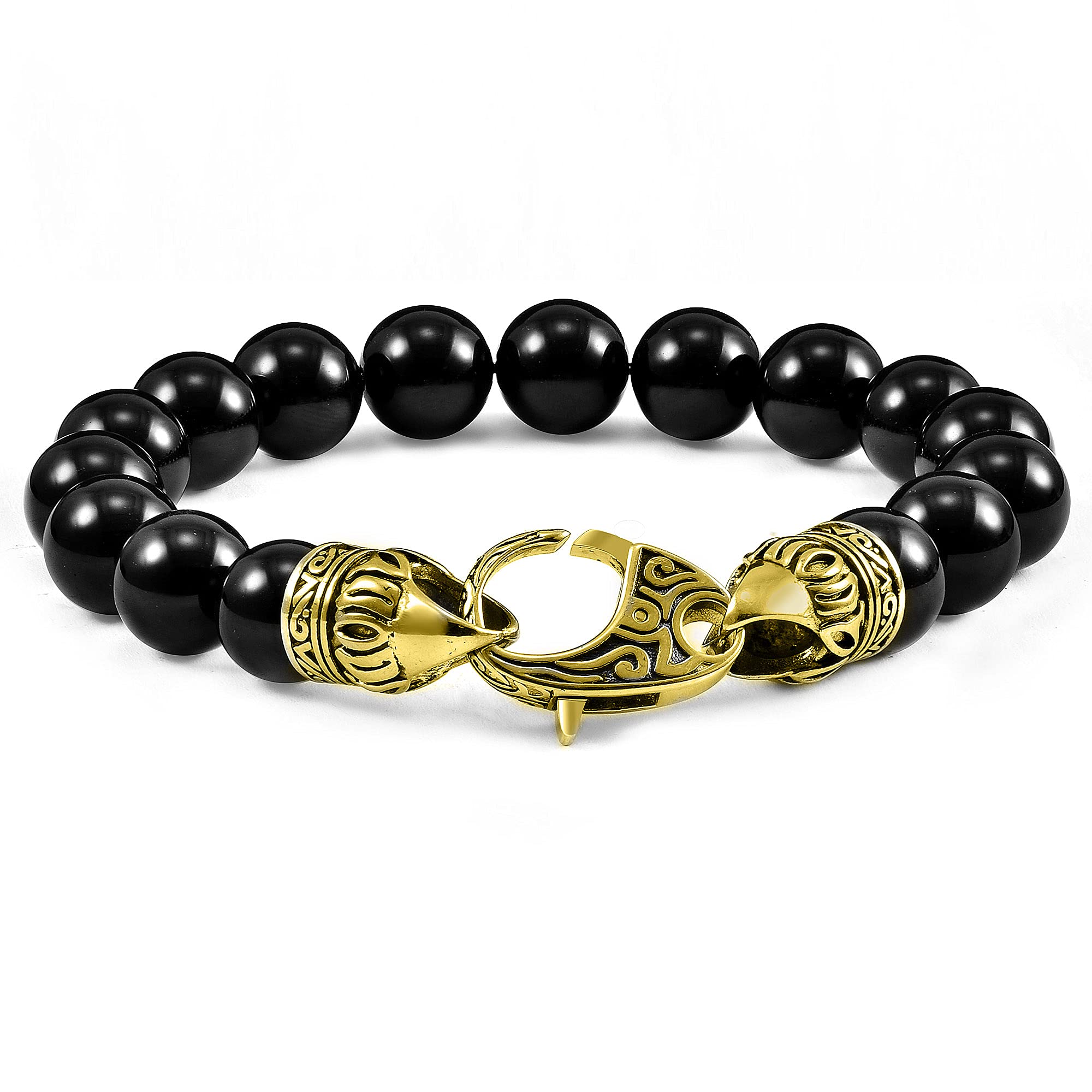 Foto 1 | Pulsera Crisol, Cuentas De Ónix, Acero Chapado En Oro Envejecido - Venta Internacional.