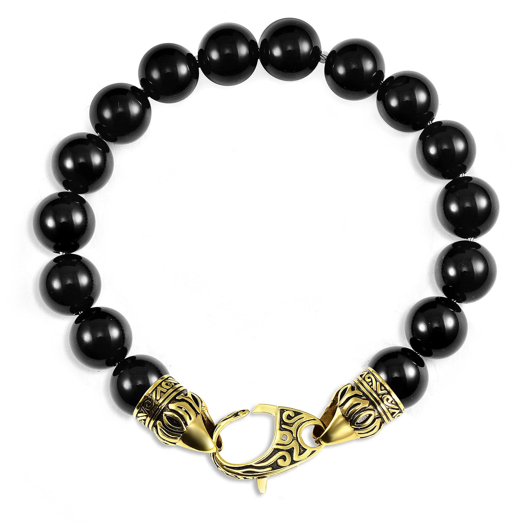 Foto 2 | Pulsera Crisol, Cuentas De Ónix, Acero Chapado En Oro Envejecido - Venta Internacional.
