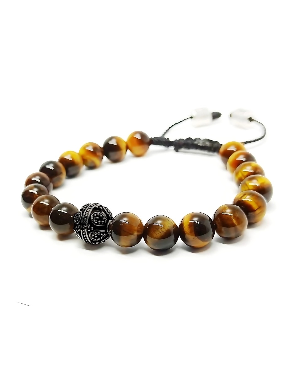 Foto 5 pulgar | Pulsera Caos, Colección Nabucco, Piedra Semipreciosa Ojo De Tigre Amarillo, Charm Black De Acero