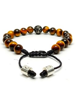 Foto 5 | Pulsera Caos, Colección Nabucco, Piedra Semipreciosa Ojo De Tigre Amarillo, Charm Black De Acero