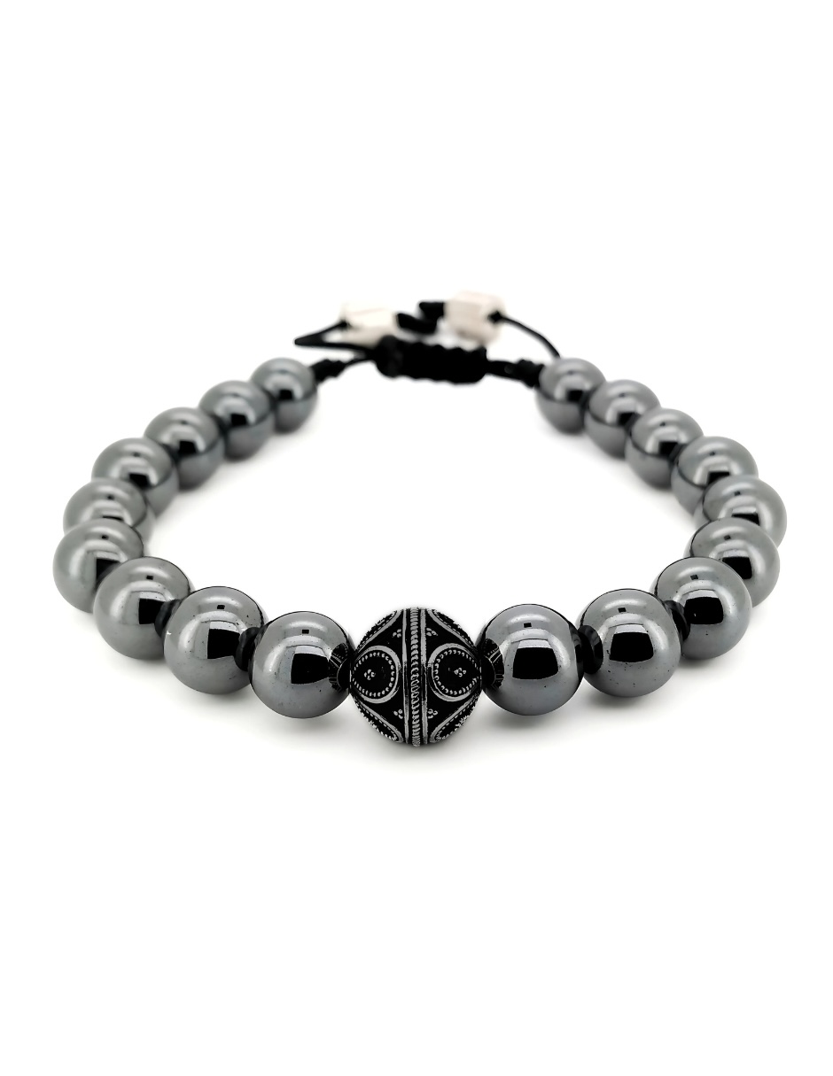 Foto 1 | Pulsera Caos, Colección Bloodstone, Piedra Semipreciosa Hematita, Charm Black De Acero