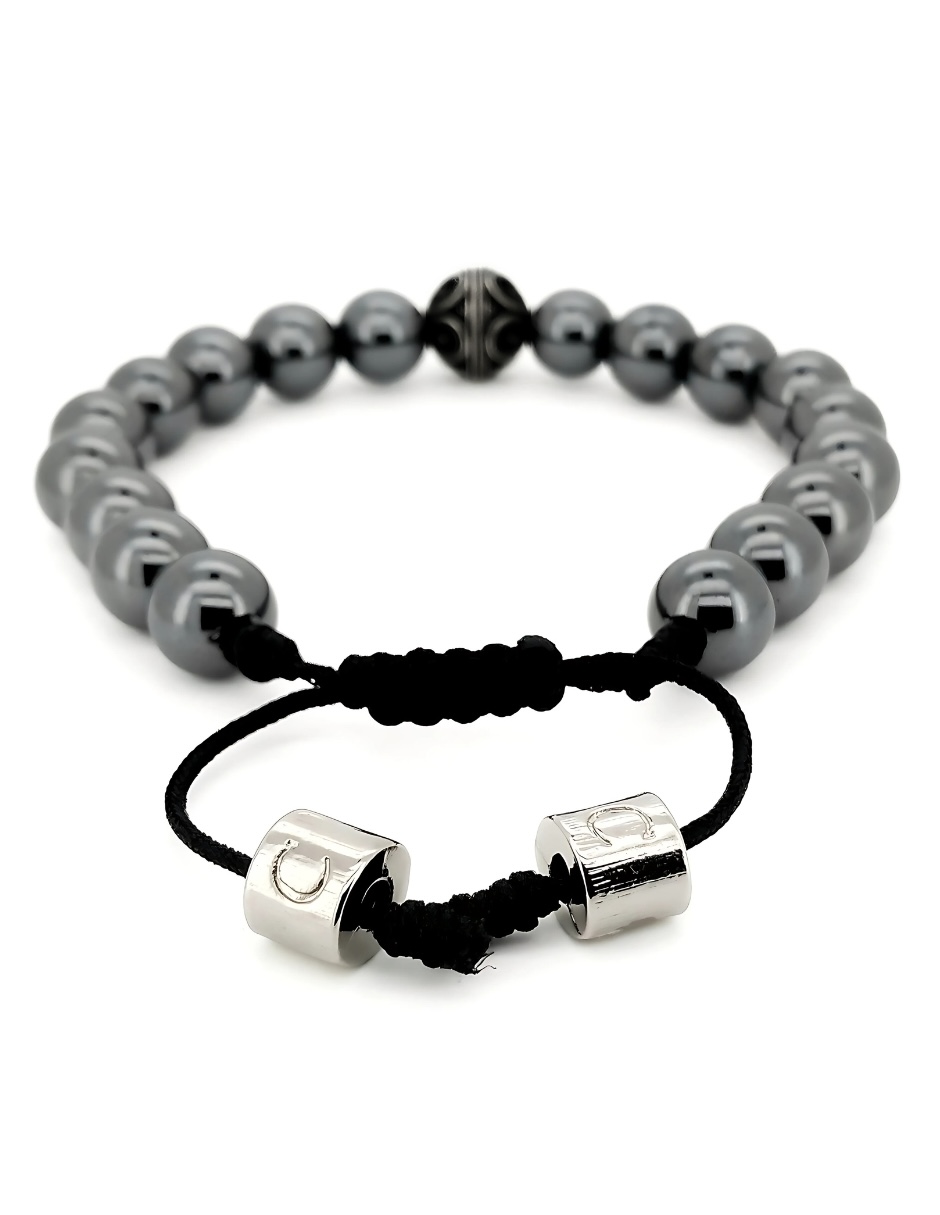 Foto 5 pulgar | Pulsera Caos, Colección Bloodstone, Piedra Semipreciosa Hematita, Charm Black De Acero