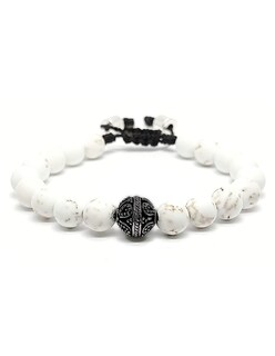 Foto 1 | Pulsera Caos, Colección Pompeya, Piedra Semipreciosa Howlita, Charm Black De Acero