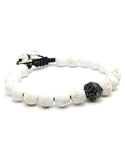 Foto 2 | Pulsera Caos, Colección Pompeya, Piedra Semipreciosa Howlita, Charm Black De Acero