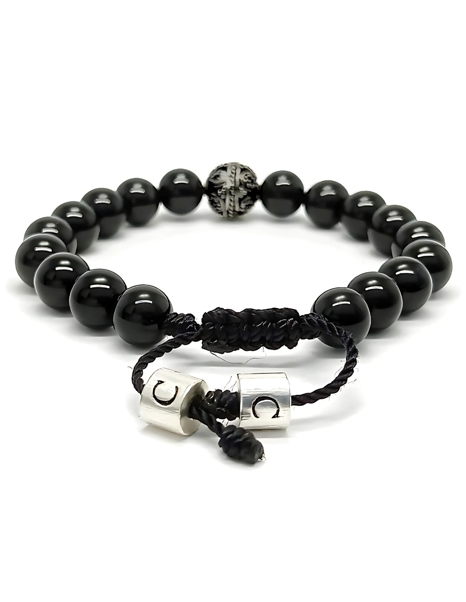 Foto 6 pulgar | Pulsera Caos, Colección Baalam, Piedra Semipreciosa Onix , Charm Black De Acero