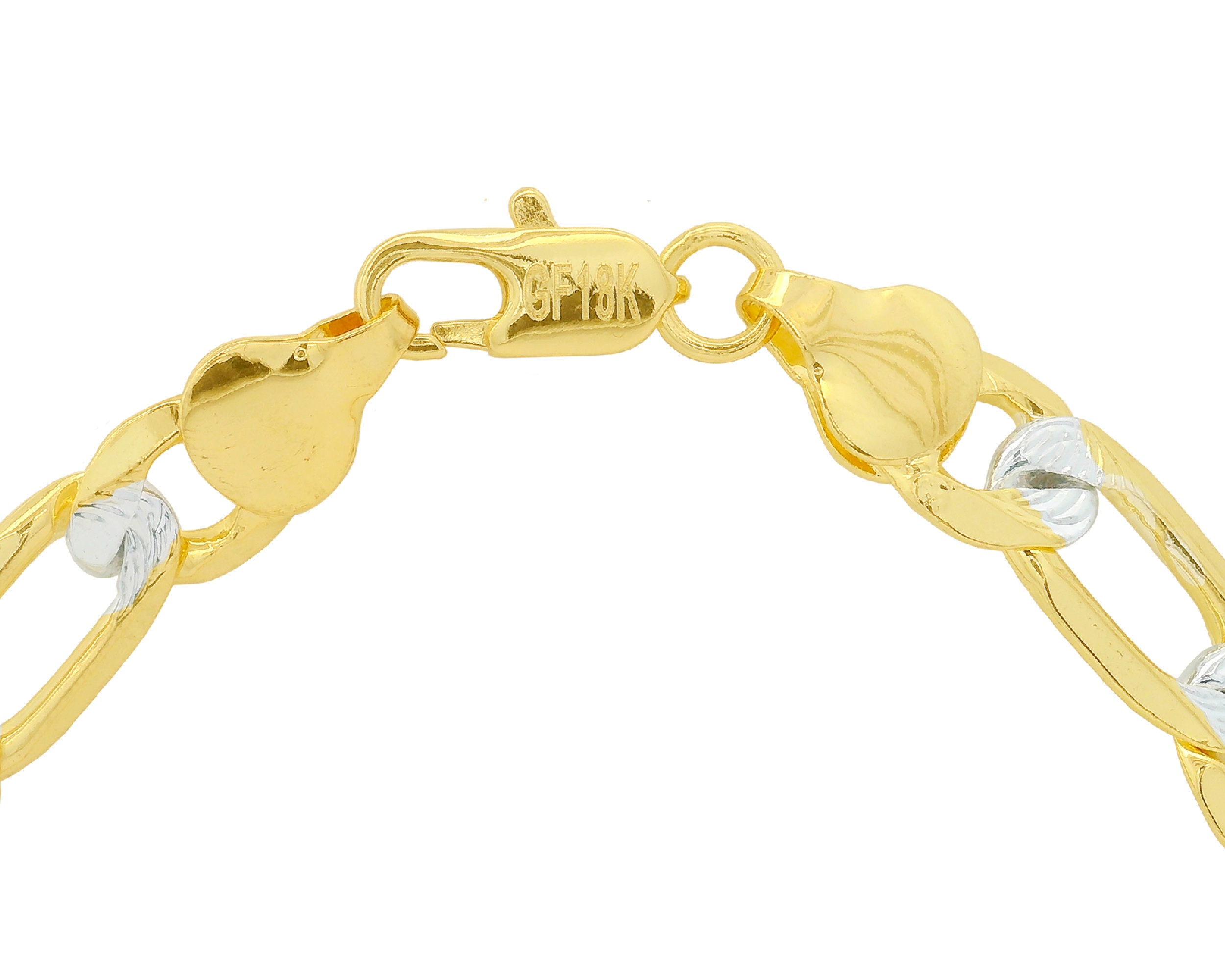 Foto 3 pulgar | Pulsera Caballero 3x1 Fígaro Bicolor 9mm X 22cm Chapa De Oro 18k Ch133