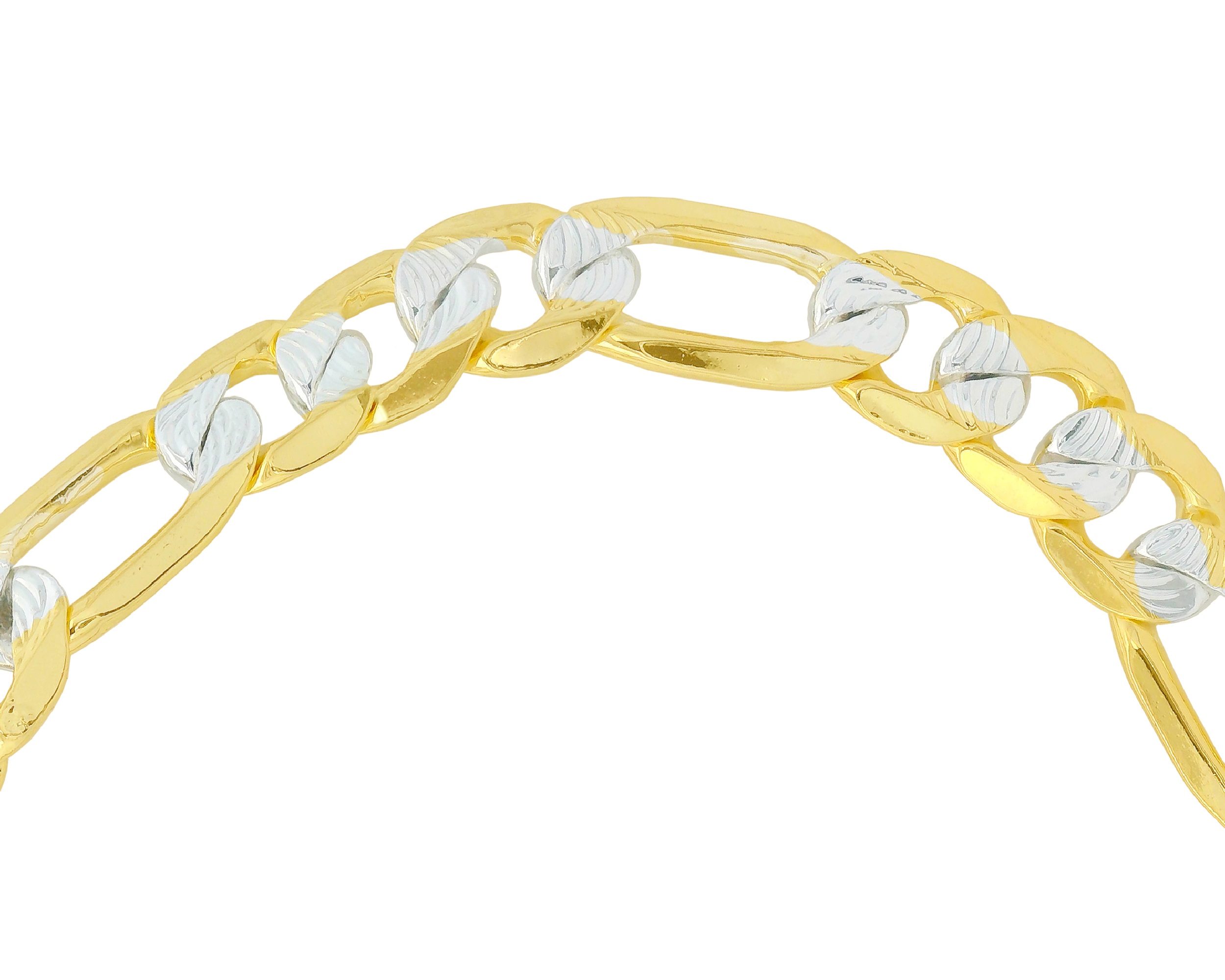 Foto 4 pulgar | Pulsera Caballero 3x1 Fígaro Bicolor 9mm X 22cm Chapa De Oro 18k Ch133