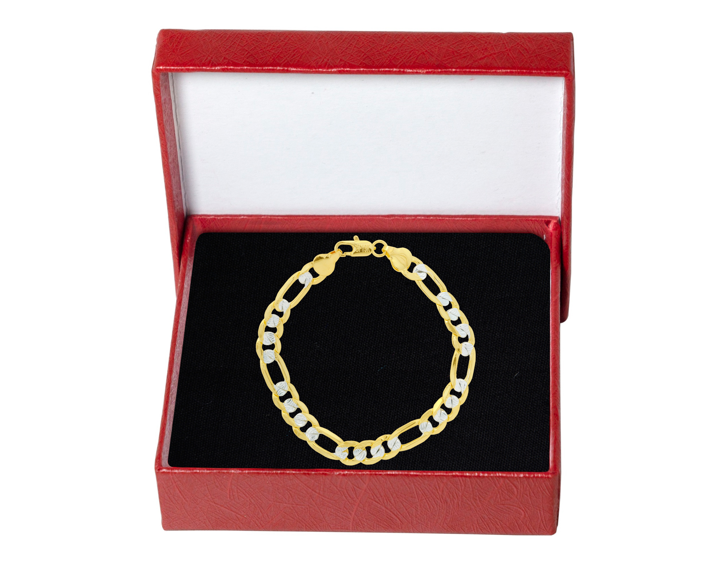 Foto 5 pulgar | Pulsera Caballero 3x1 Fígaro Bicolor 9mm X 22cm Chapa De Oro 18k Ch133