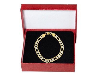 Foto 4 | Pulsera Caballero 3x1 Fígaro Bicolor 9mm X 22cm Chapa De Oro 18k Ch133