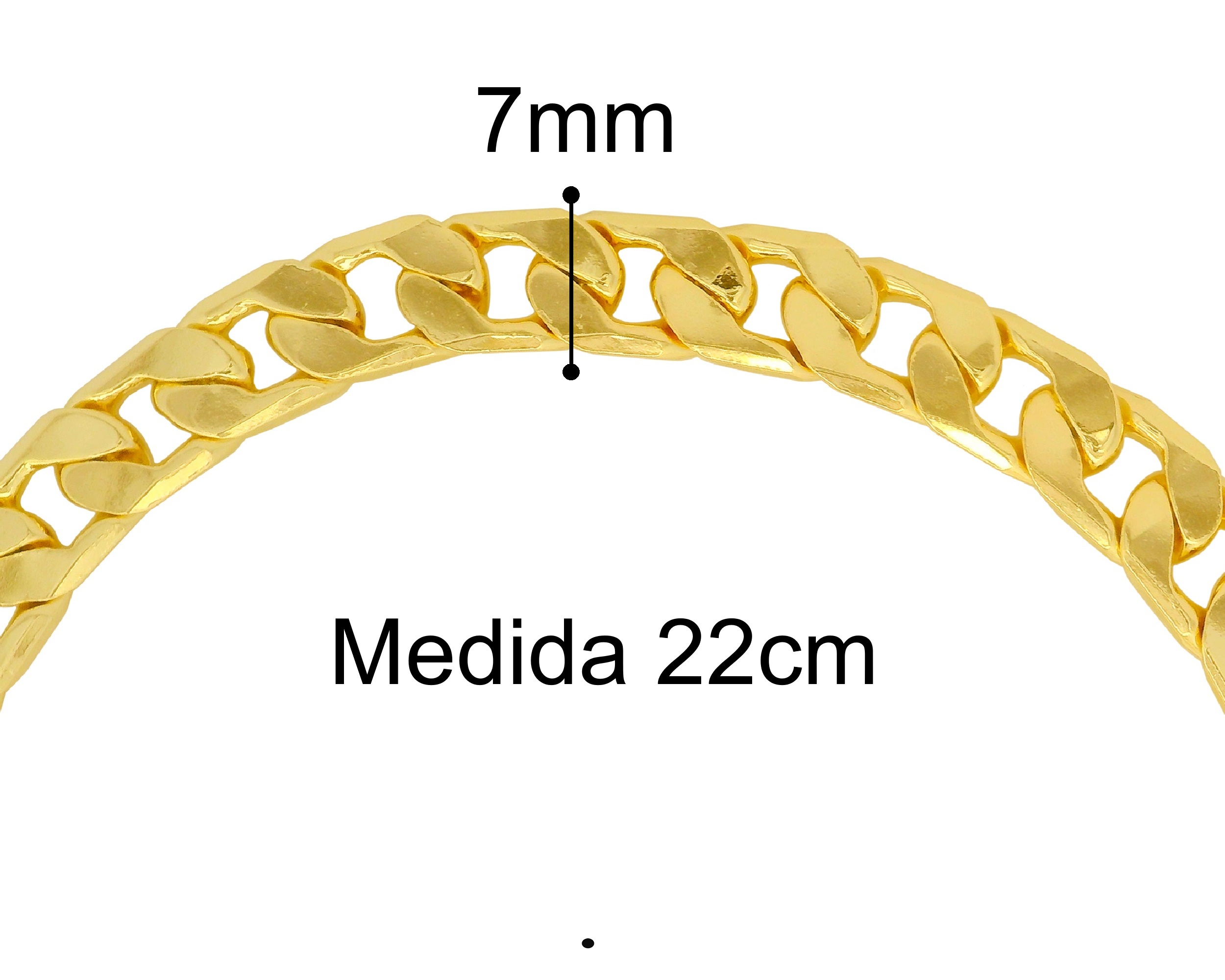 Foto 5 | Pulsera Barbada Caballero 7mm X 22cm Chapa De Oro 18k Ch132