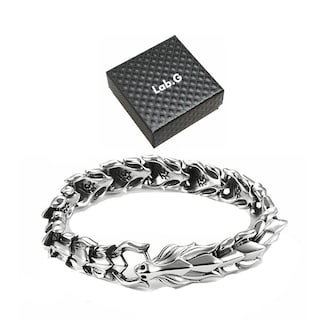 Foto 1 | Pulsera De Hombre Cabeza De Dragón Con Nórdico 22cm Lab.g Plata