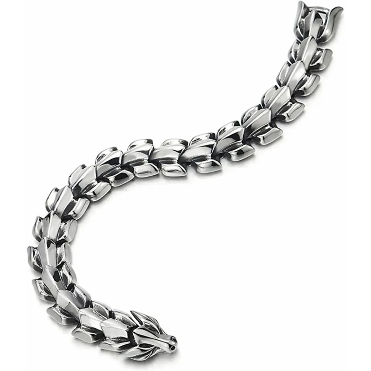 Foto 5 pulgar | Pulsera De Hombre Cabeza De Dragón Con Nórdico 22cm Lab.g Plata