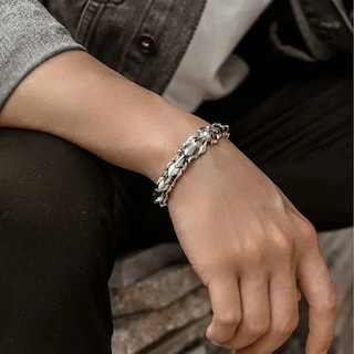 Foto 5 | Pulsera De Hombre Cabeza De Dragón Con Nórdico 22cm Lab.g Plata