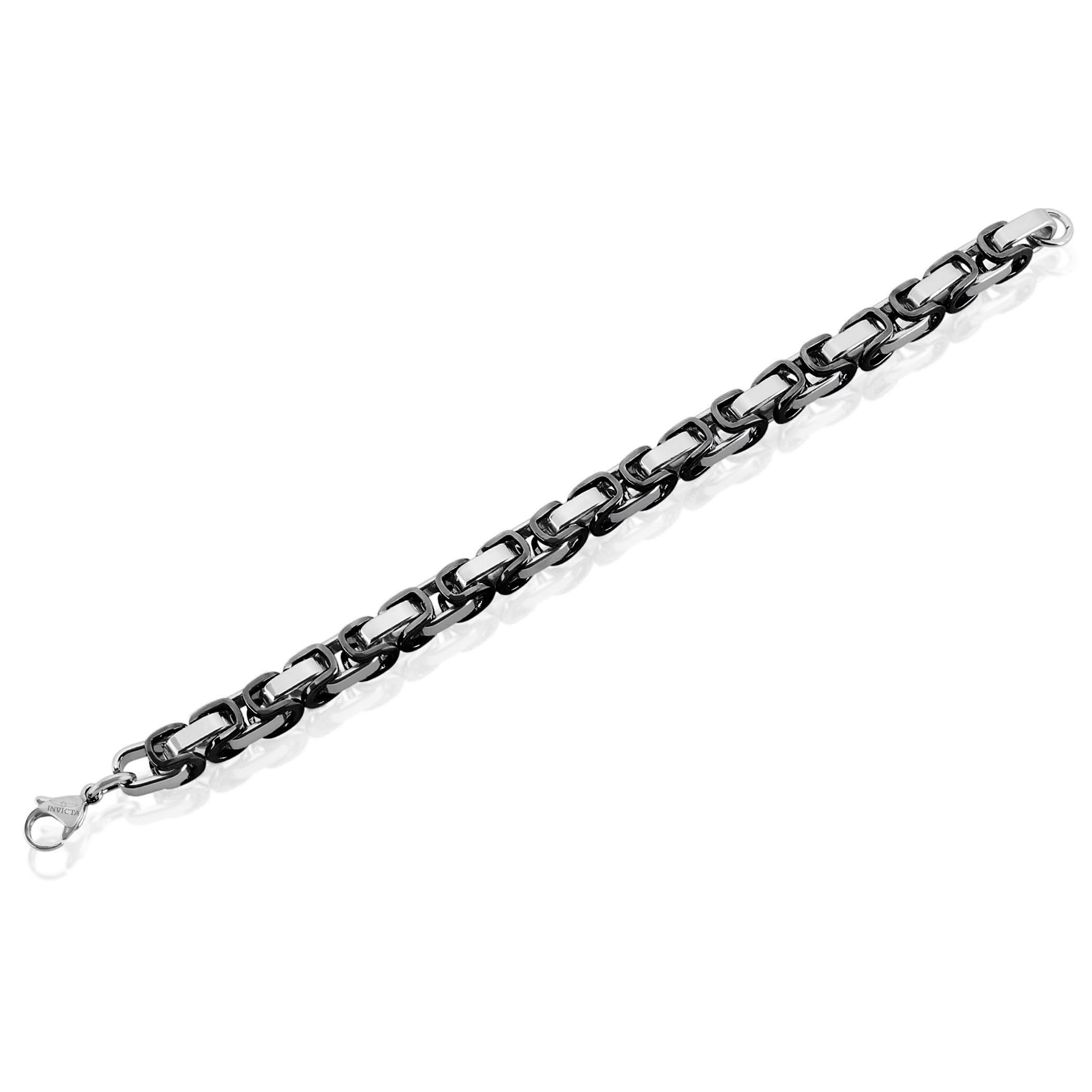 Foto 5 pulgar | Pulsera Invicta De Acero Inoxidable Bizantino Plateado Y Negro - Venta Internacional.